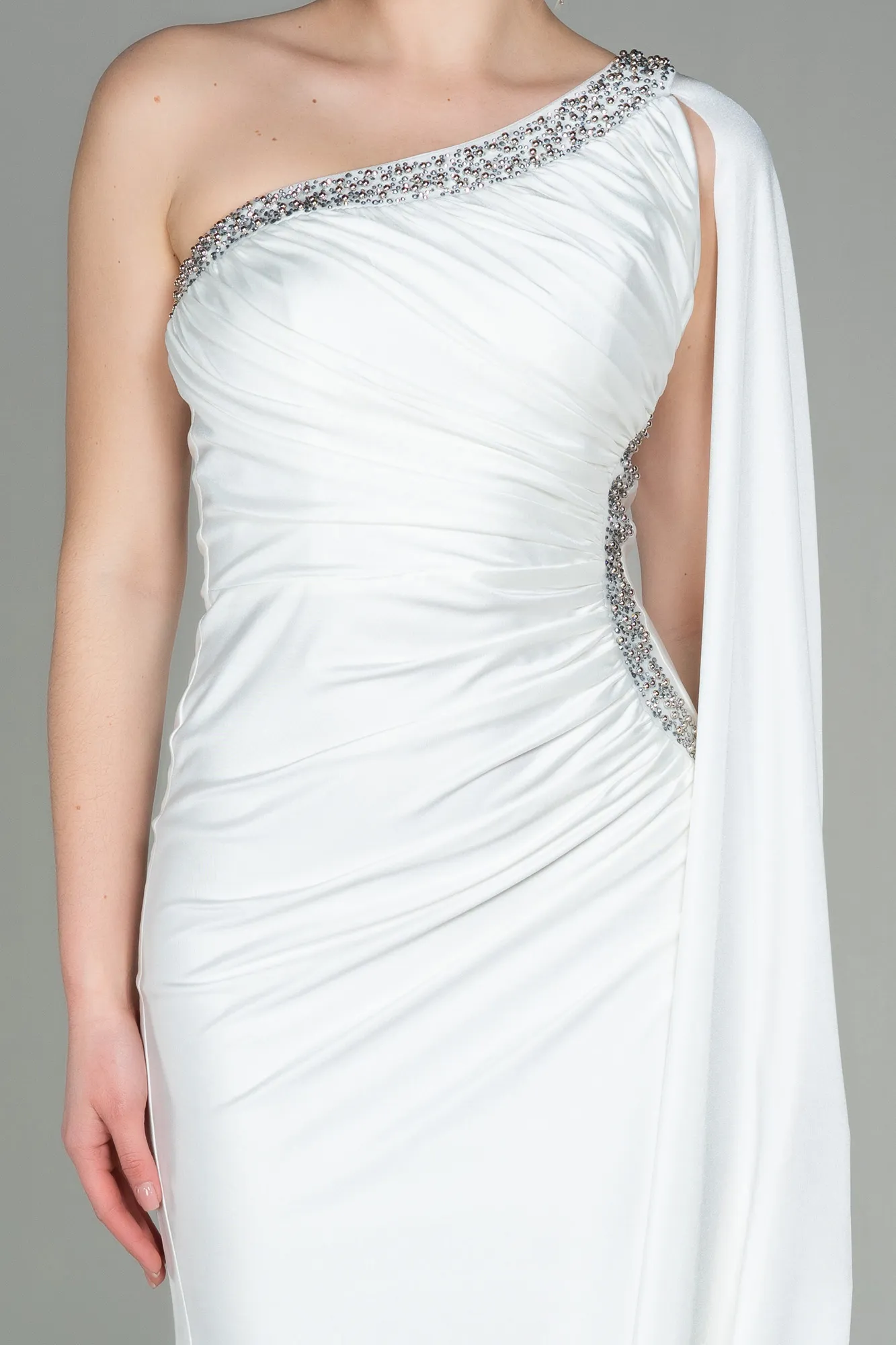 Ecru-Long Evening Dress ABU2663