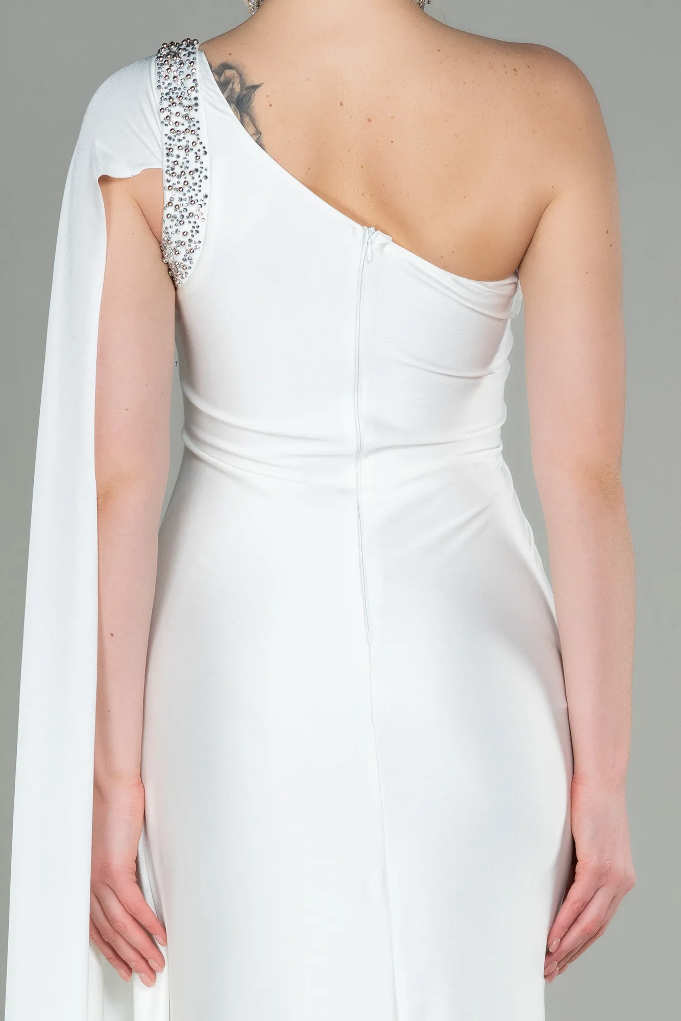 Ecru-Long Evening Dress ABU2663