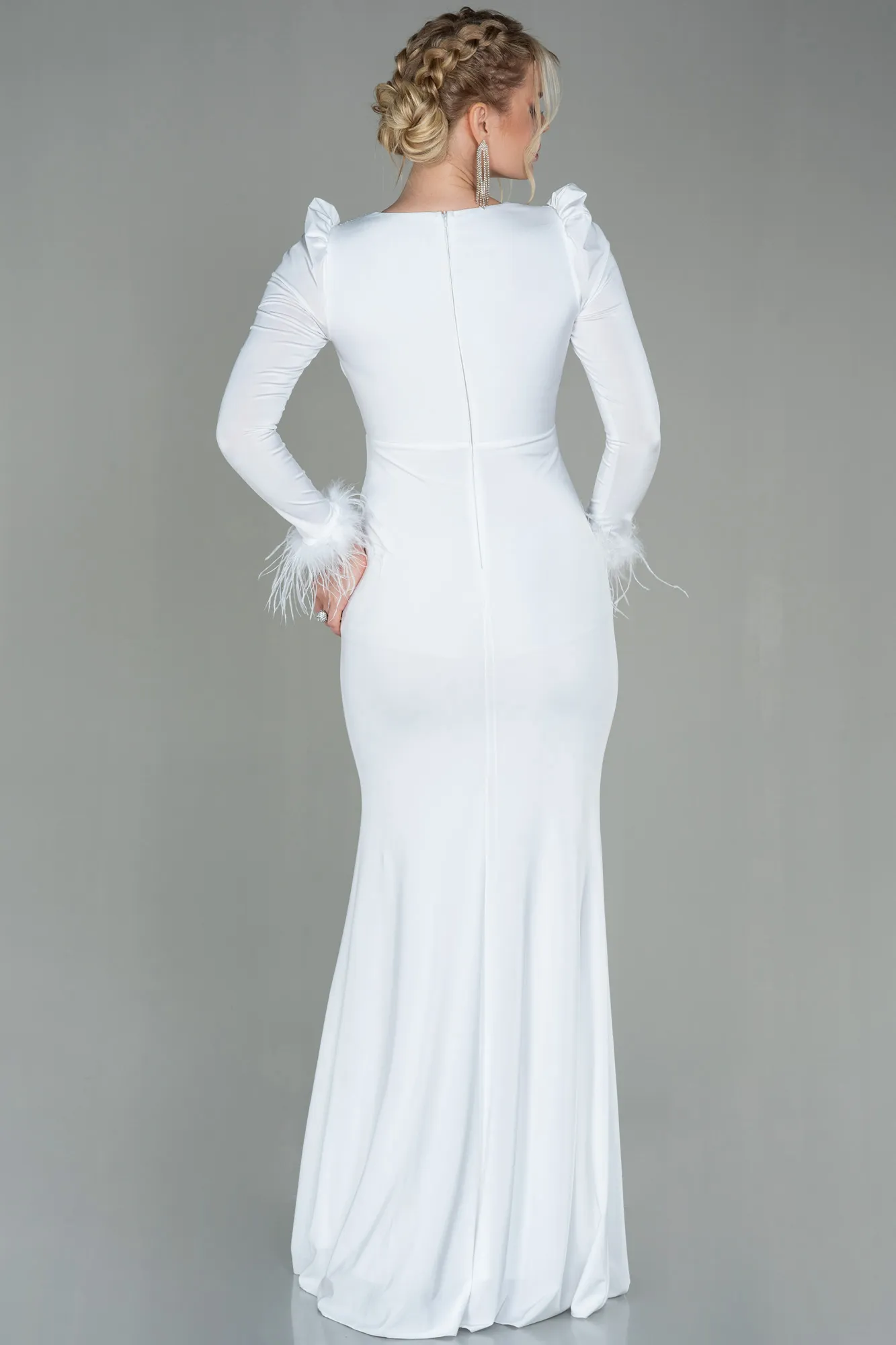 Ecru-Long Evening Dress ABU2804