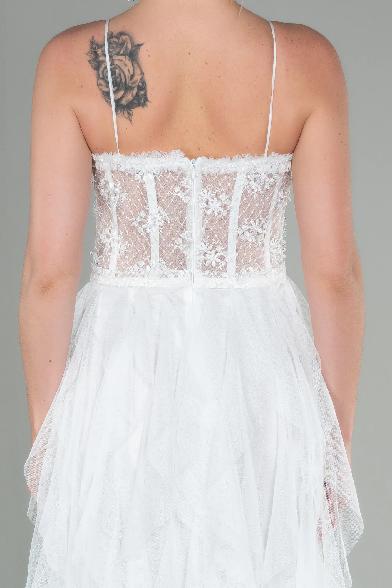 Ecru-Long Evening Dress ABU2822