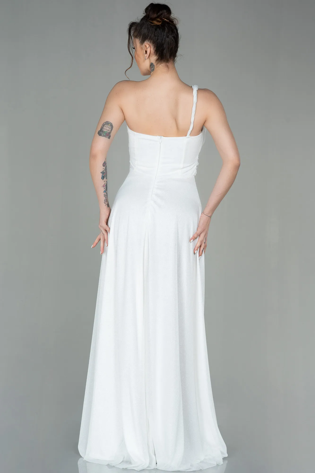 Ecru-Long Evening Dress ABU2834