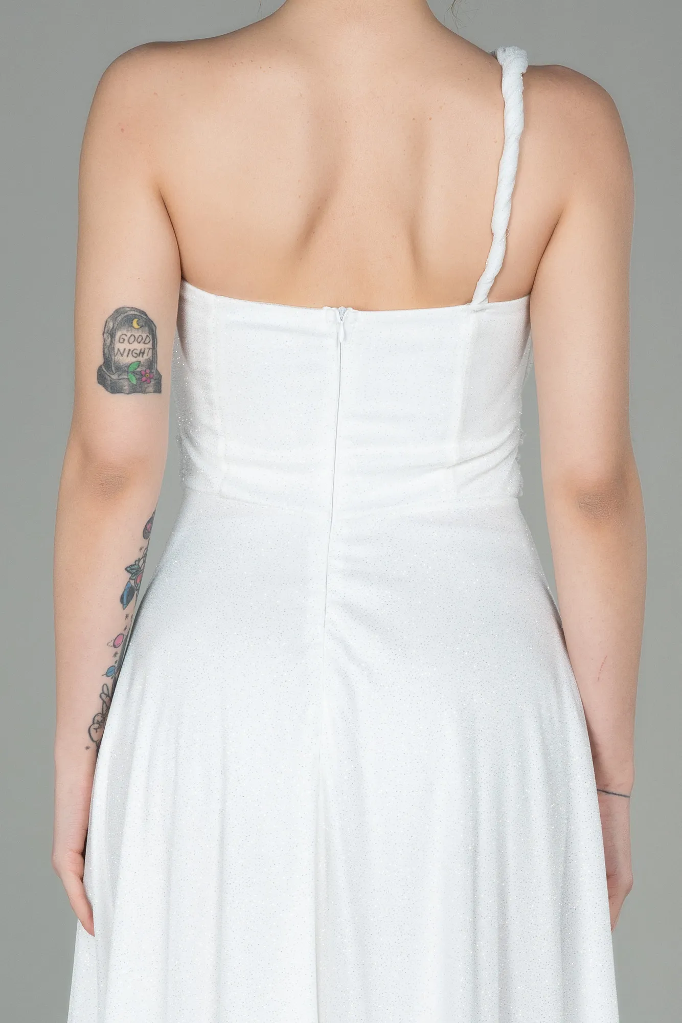 Ecru-Long Evening Dress ABU2834