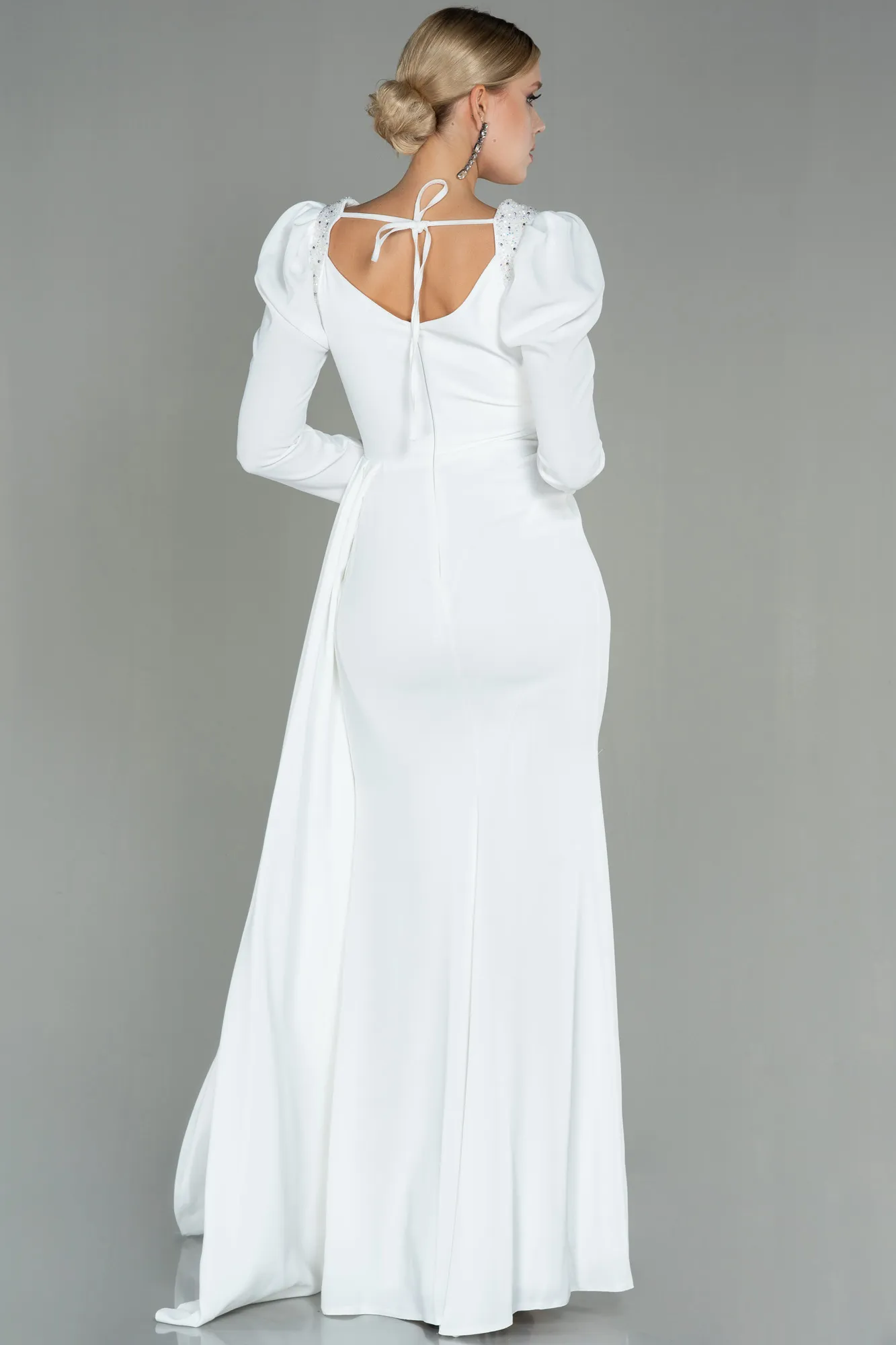 Ecru-Long Evening Dress ABU2895