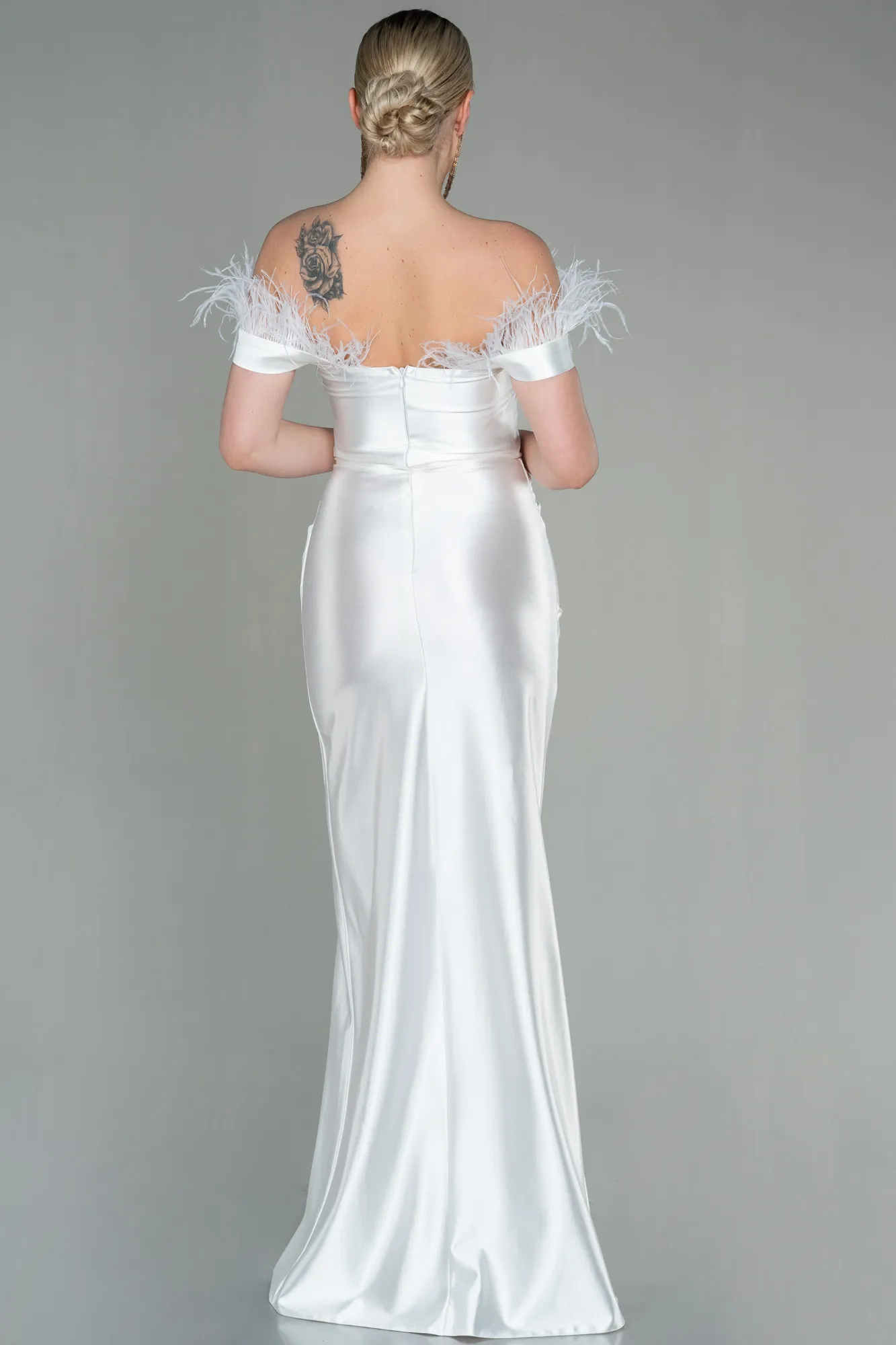 Ecru-Long Evening Dress ABU2957