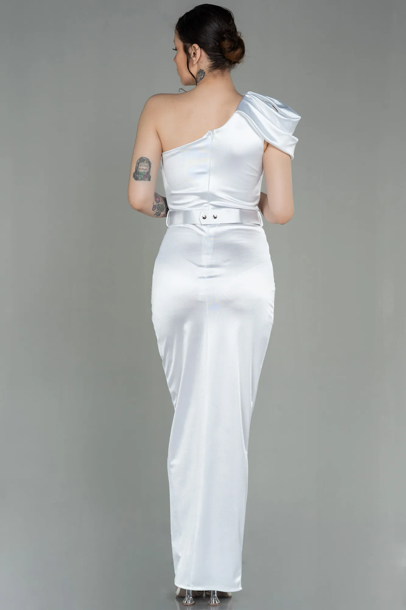 Ecru-Long Evening Dress ABU2982