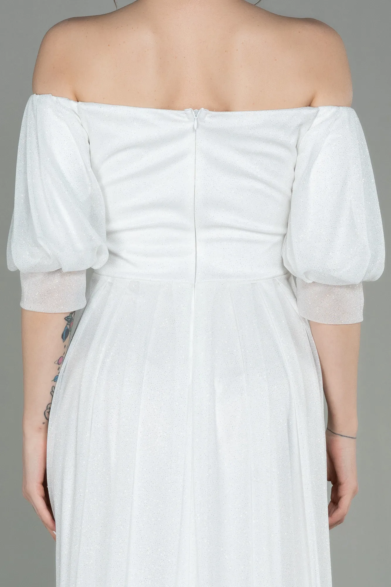 Ecru-Long Evening Dress ABU2983