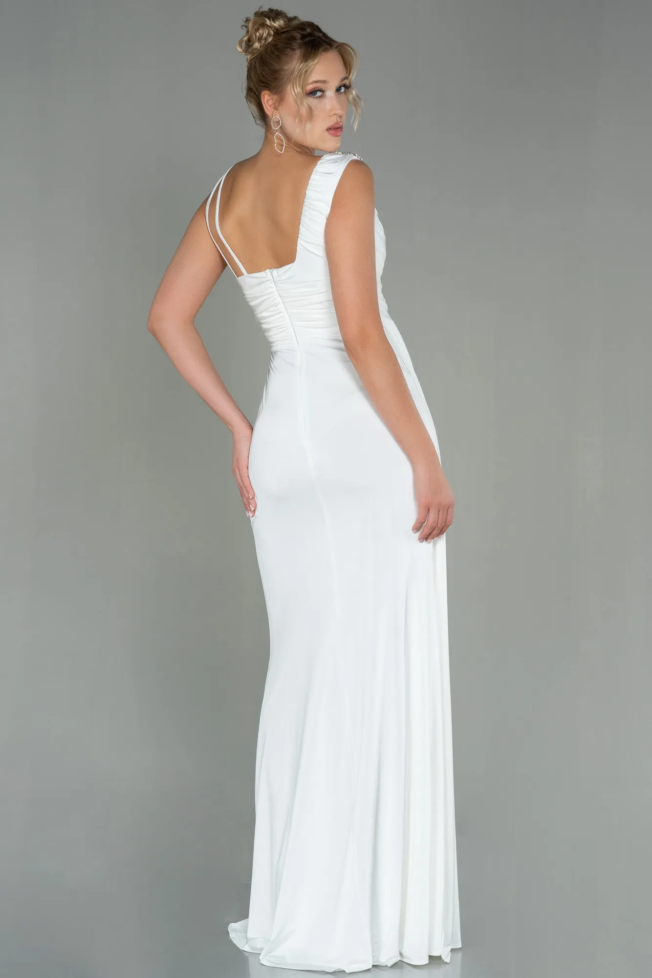 Ecru-Long Evening Dress ABU3000