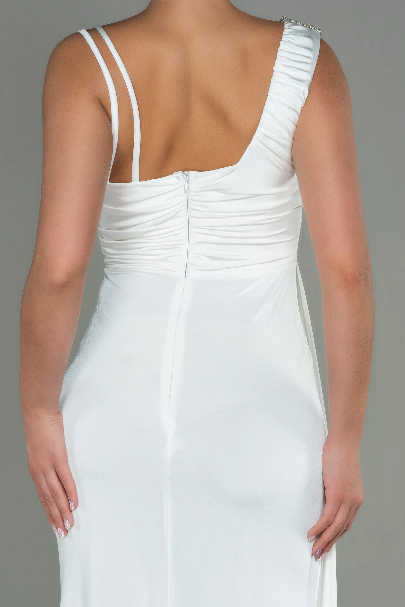 Ecru-Long Evening Dress ABU3000