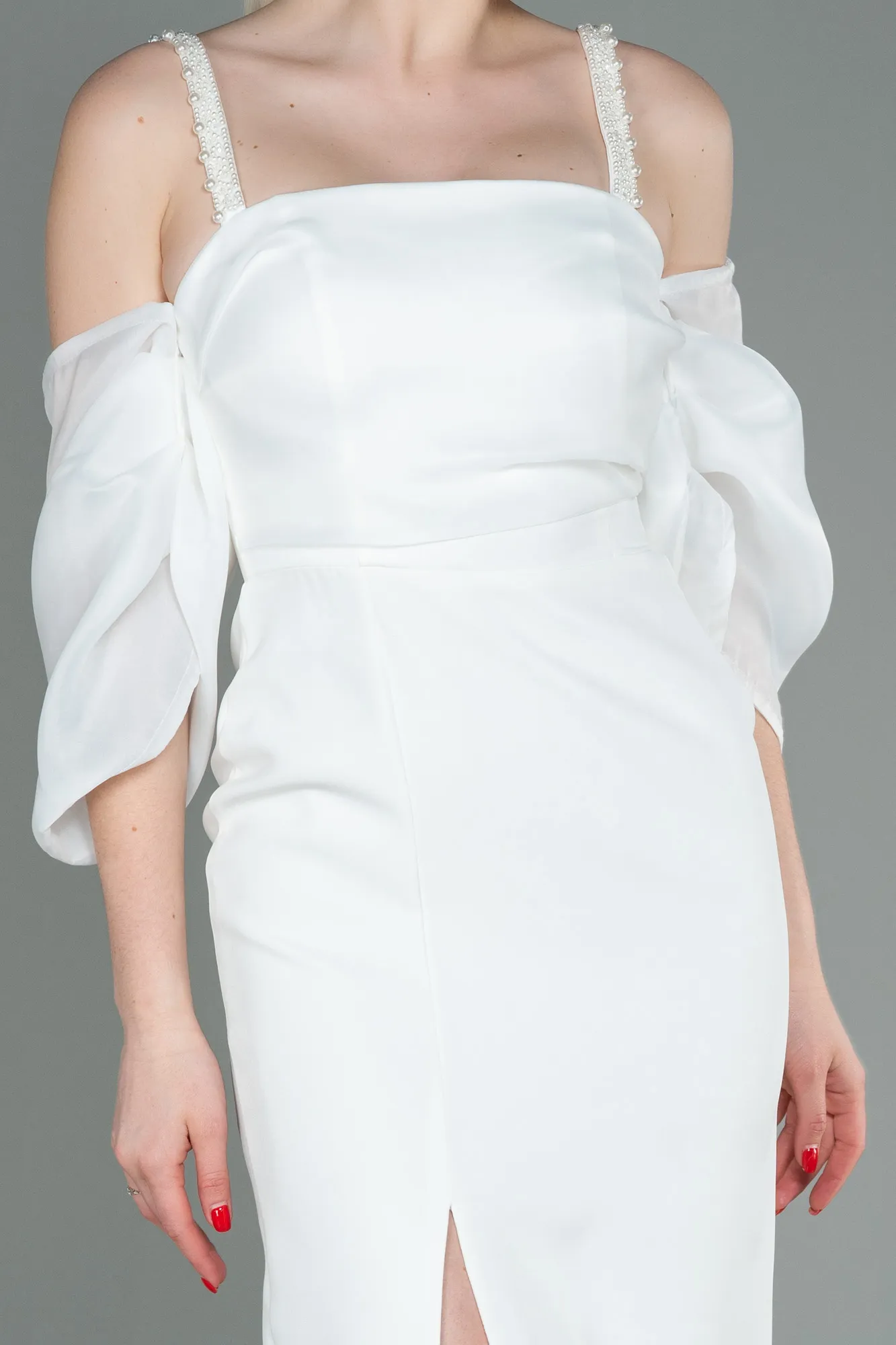 Ecru-Long Evening Dress ABU3105