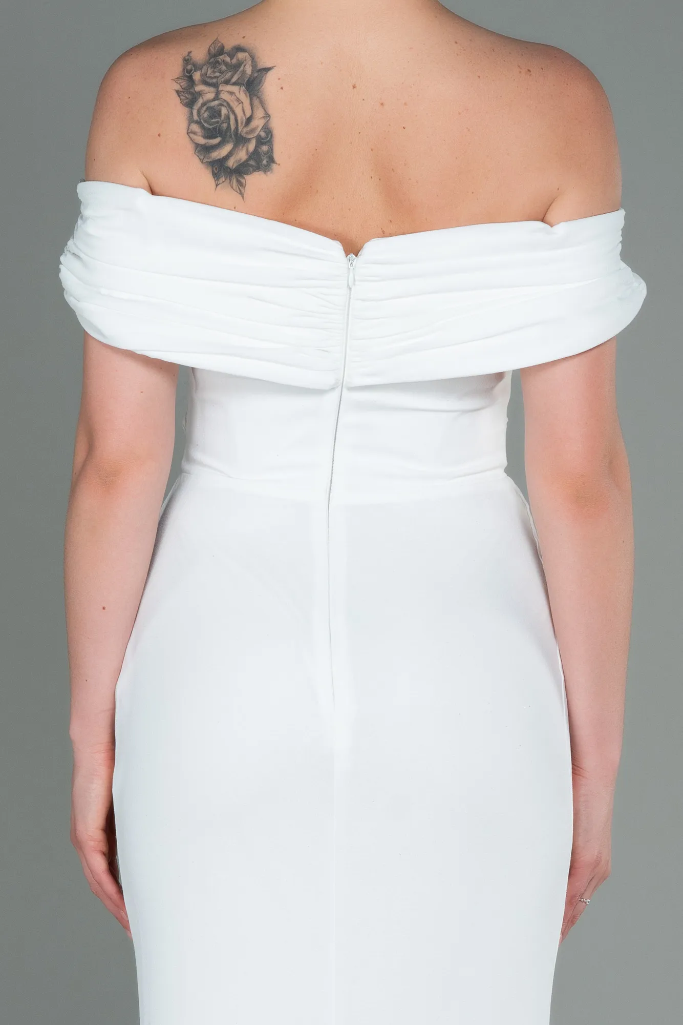 Ecru-Long Evening Dress ABU3156