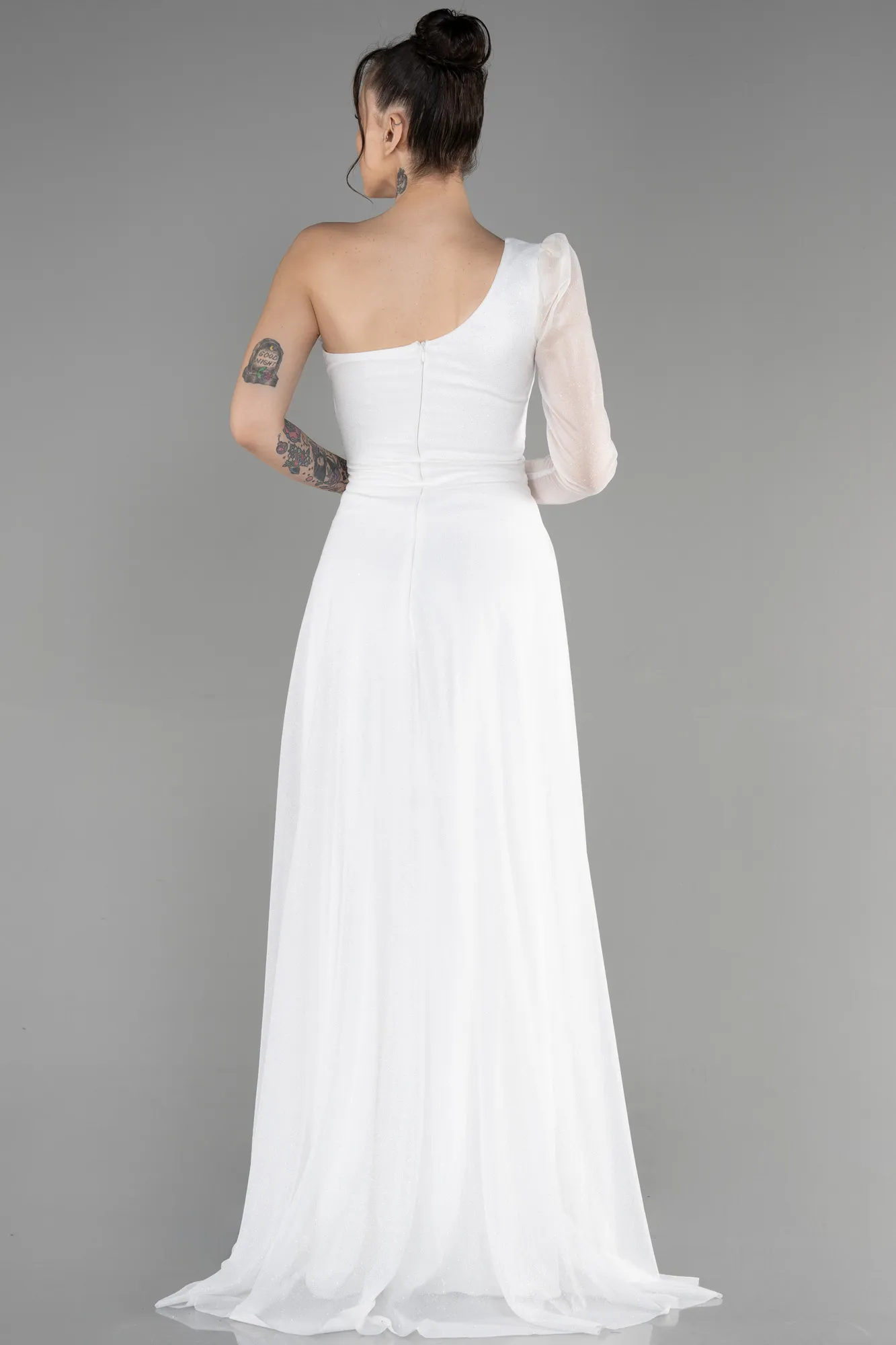 Ecru-Long Evening Dress ABU3208