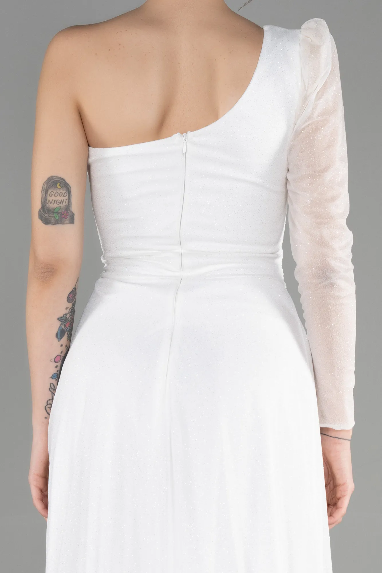 Ecru-Long Evening Dress ABU3208