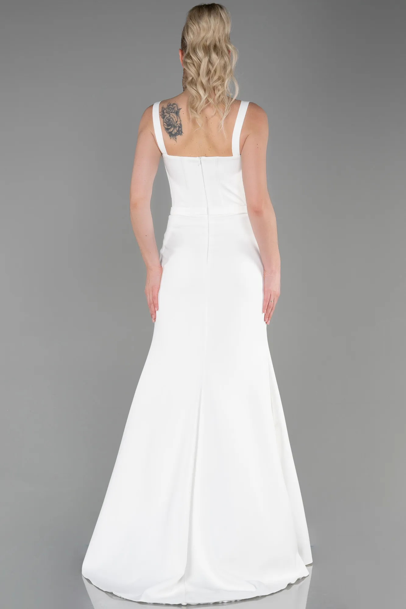 Ecru-Long Evening Dress ABU3345