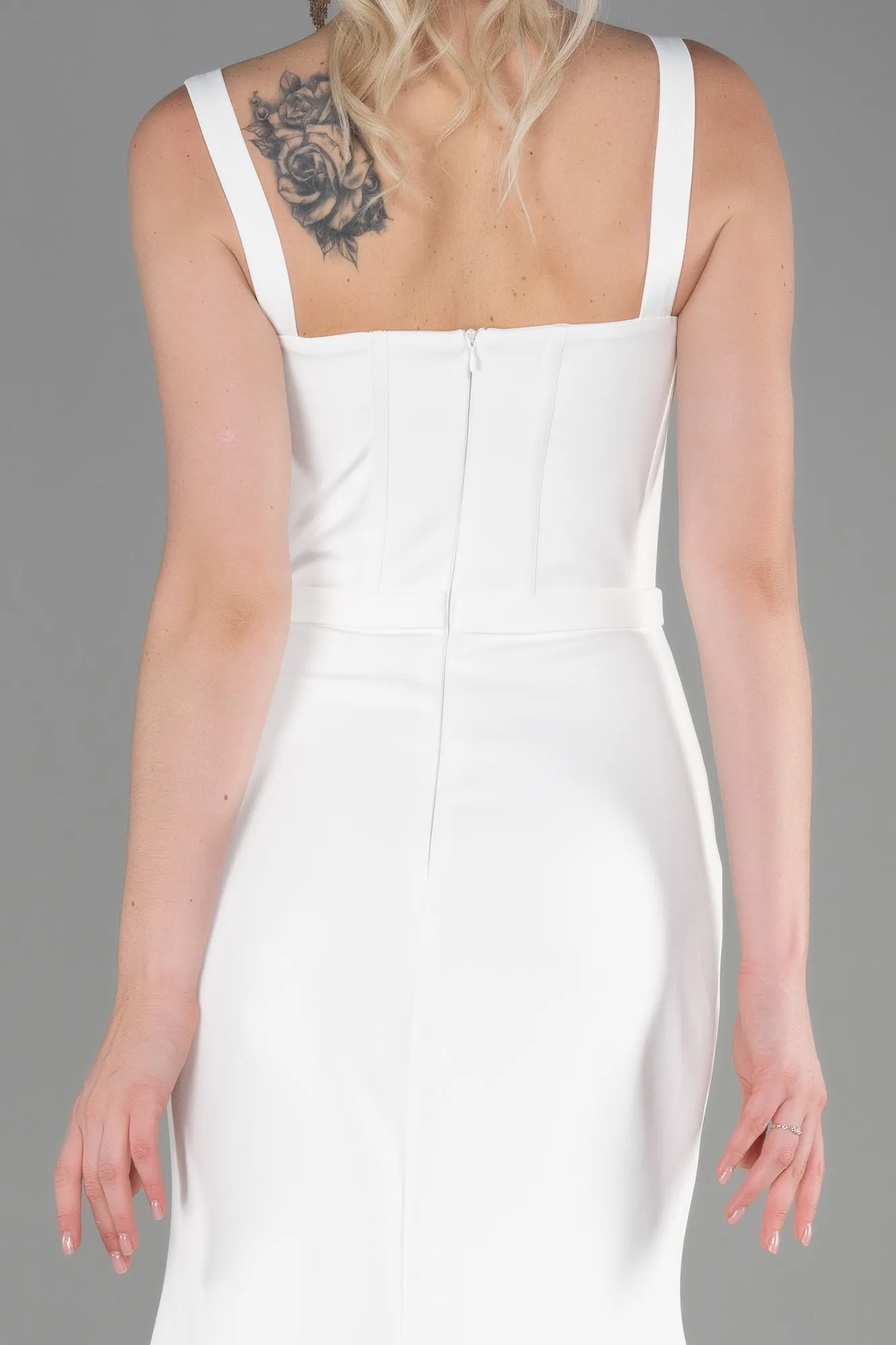 Ecru-Long Evening Dress ABU3345