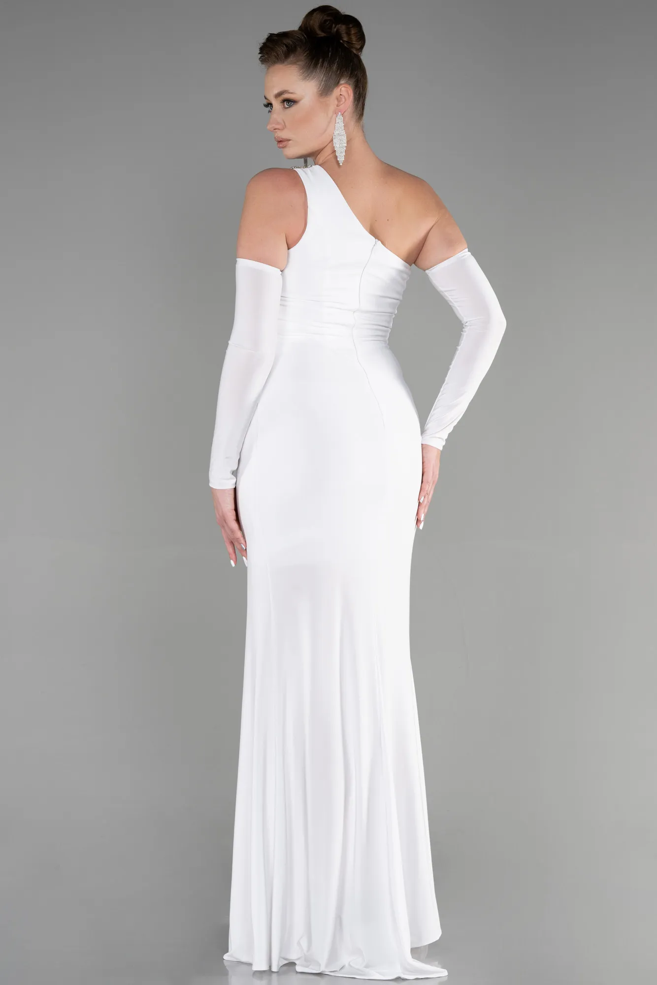 Ecru-Long Evening Dress ABU3466