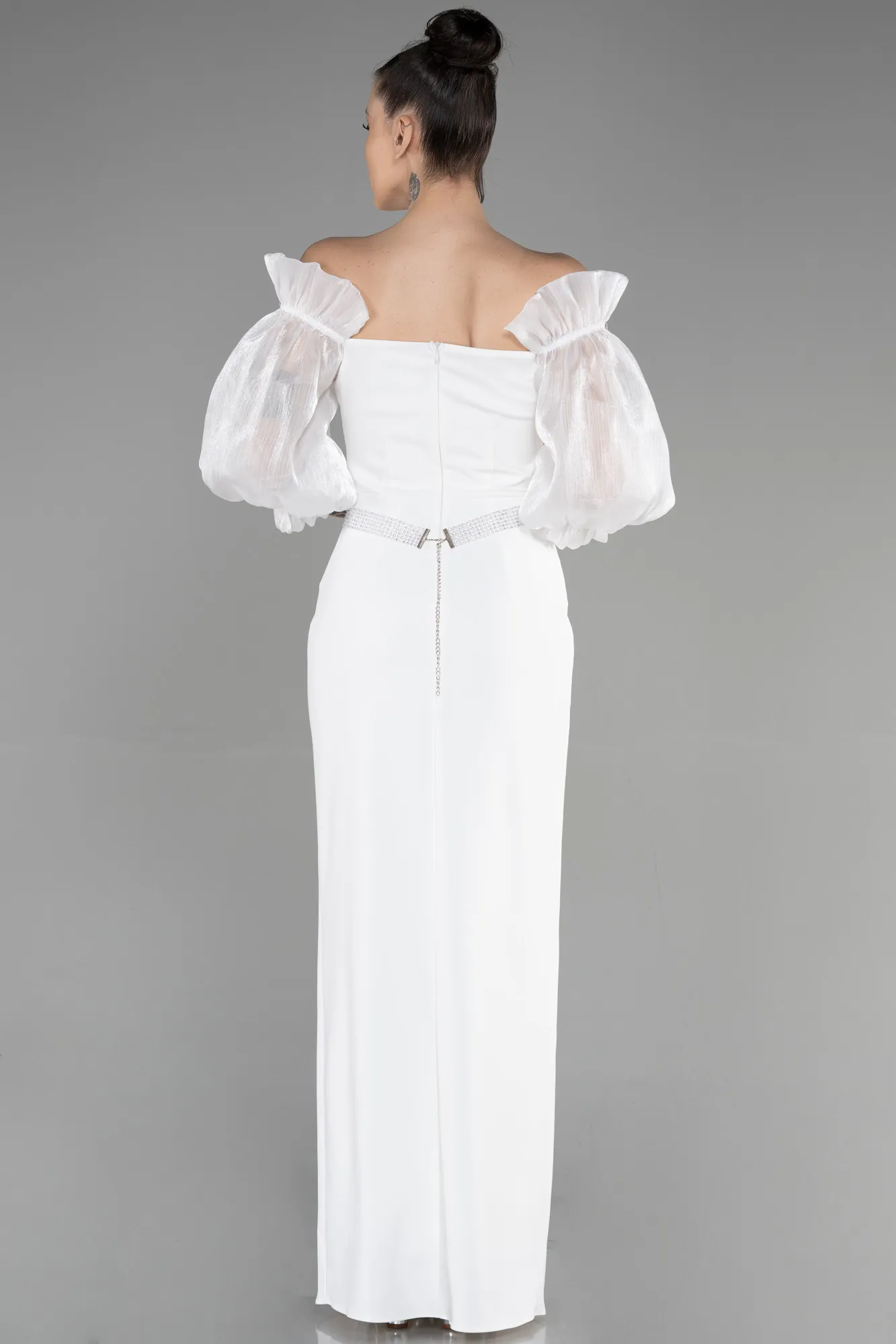 Ecru-Long Evening Dress ABU3508