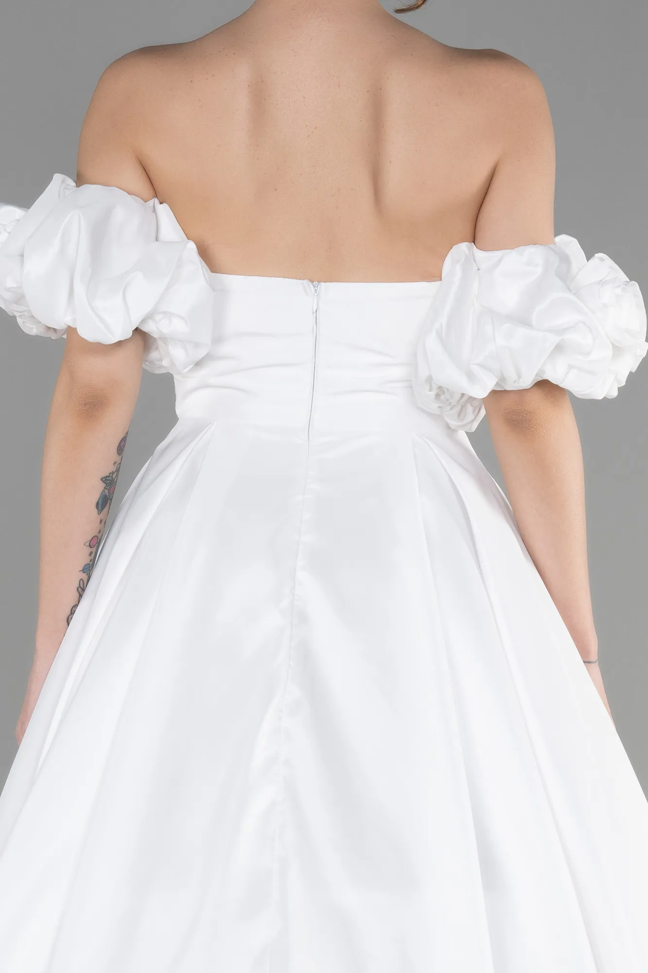 Ecru-Long Evening Dress ABU3547