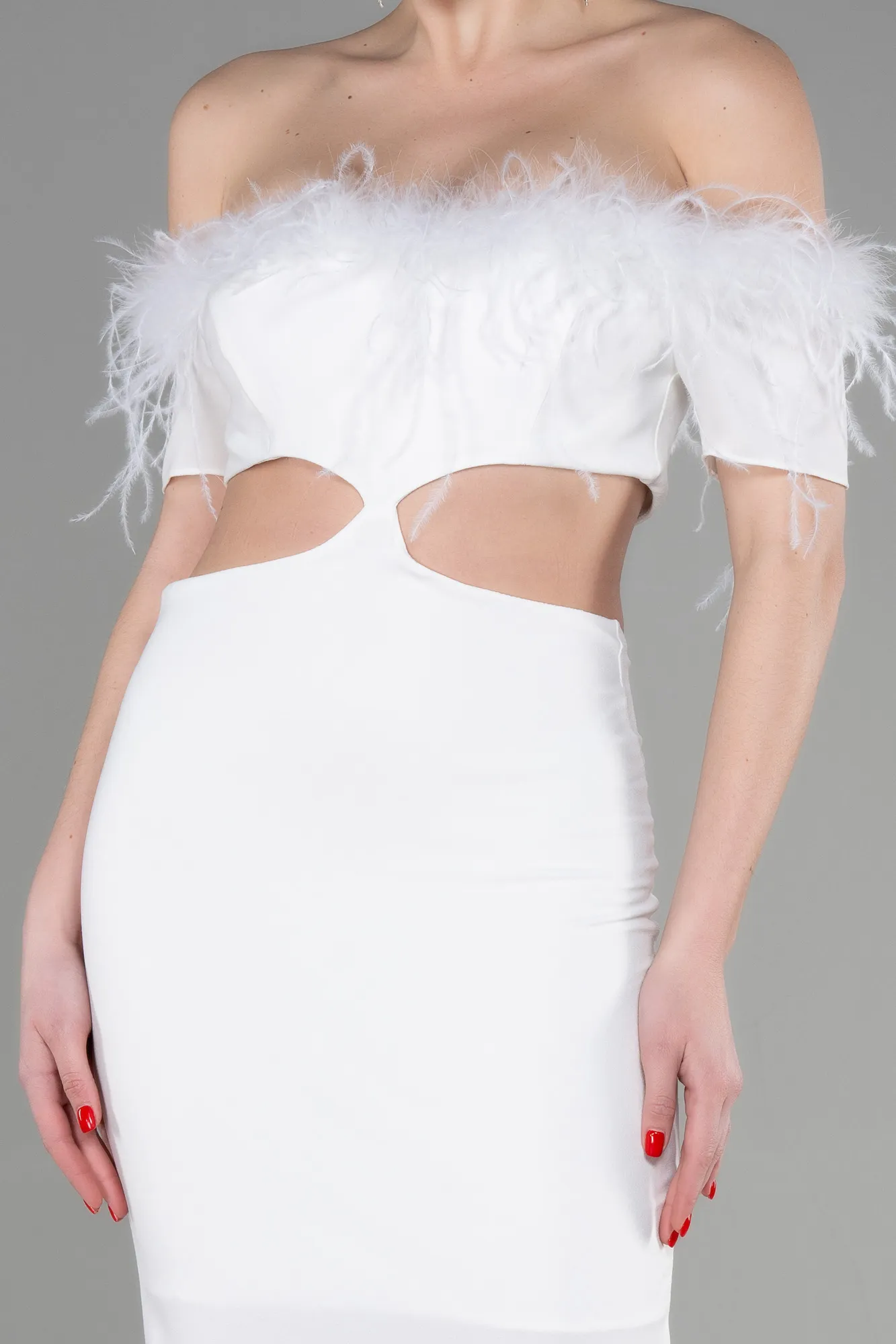 Ecru-Long Evening Dress ABU3602