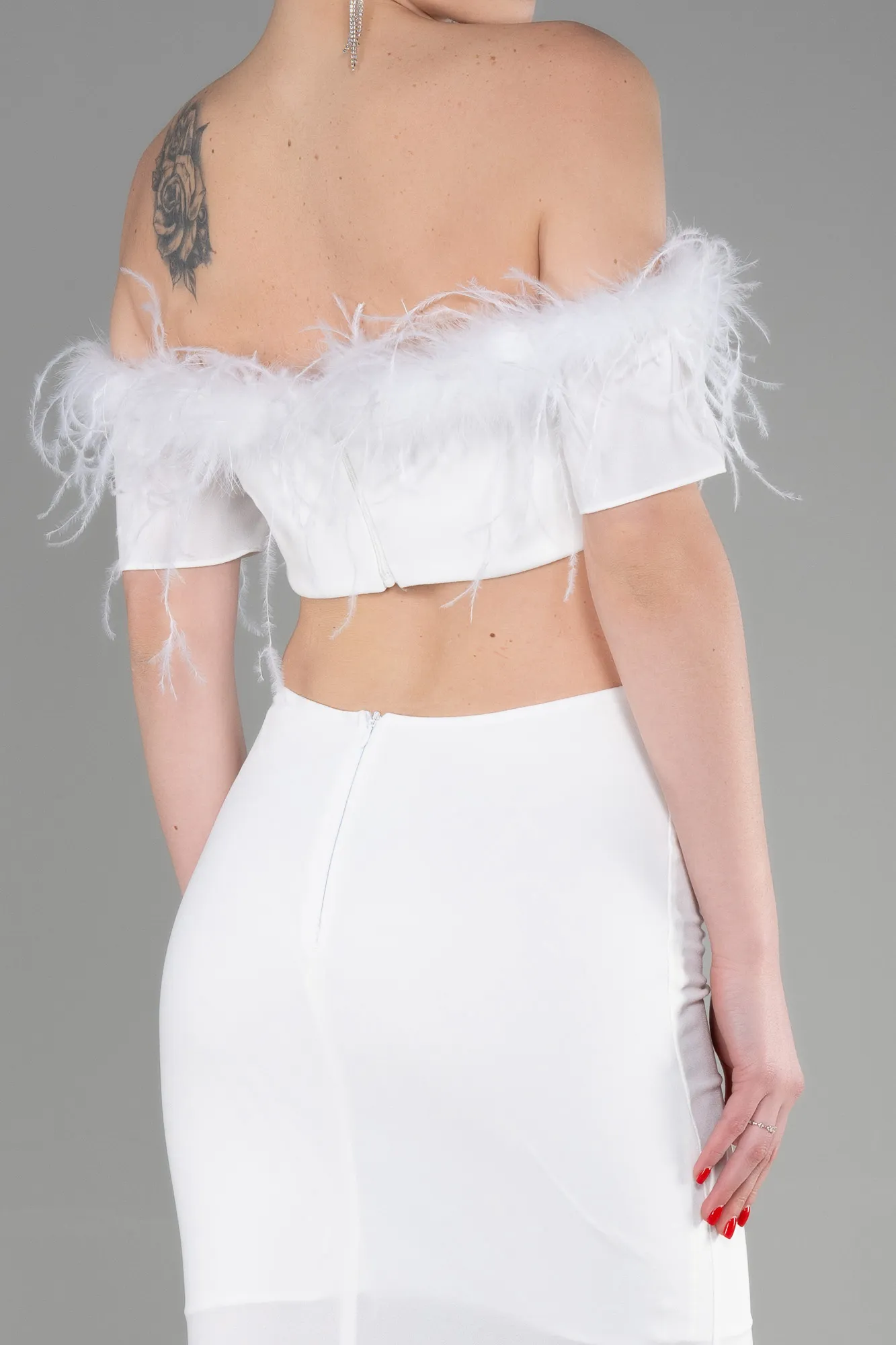 Ecru-Long Evening Dress ABU3602