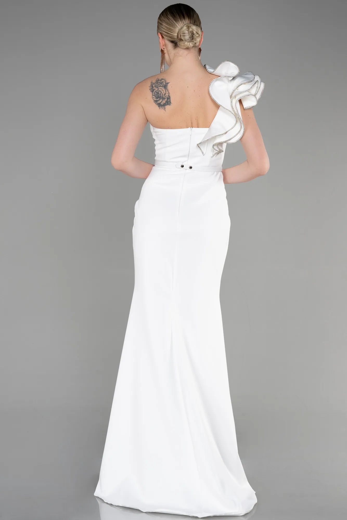 Ecru-Long Evening Dress ABU3605