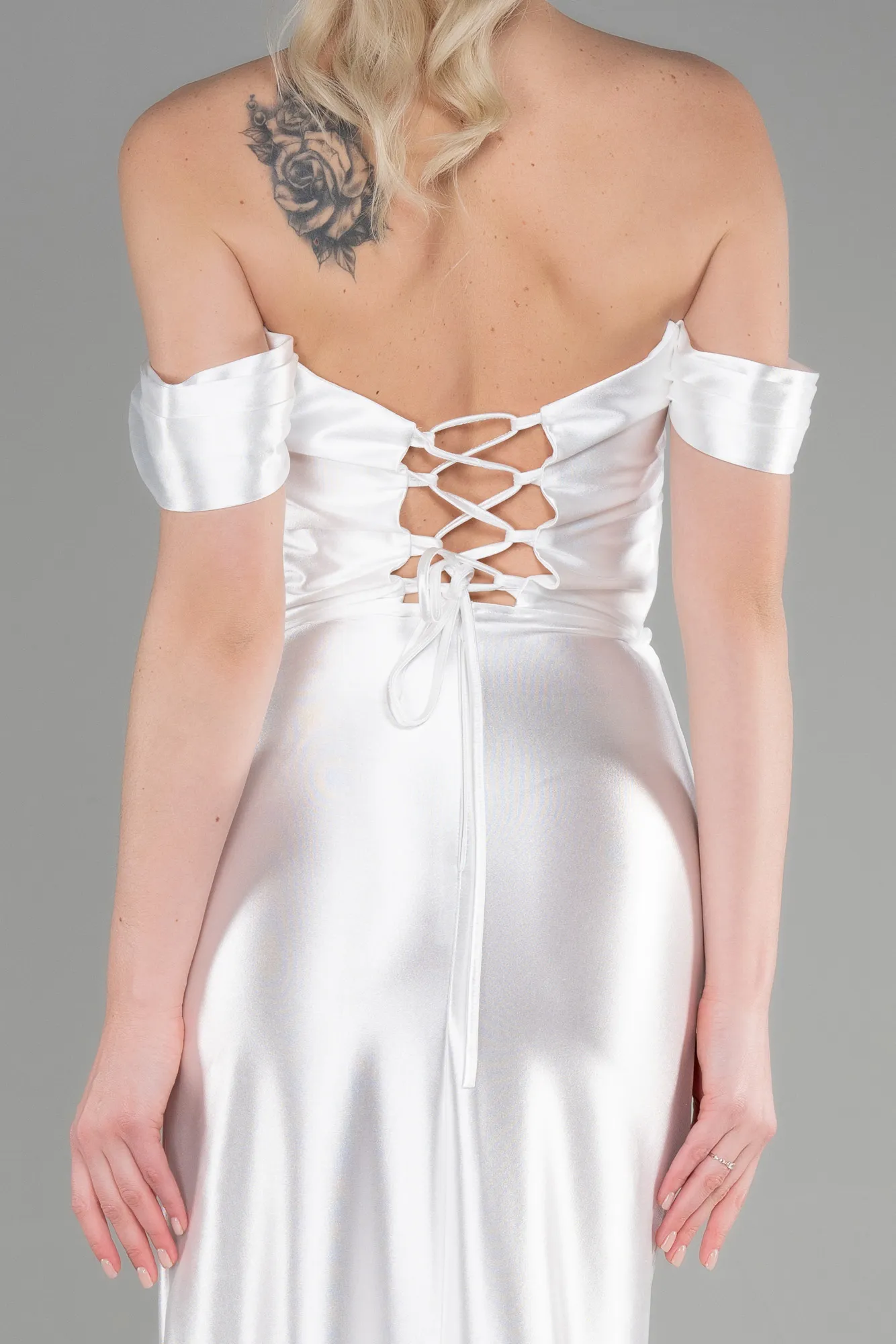 Ecru-Long Evening Dress ABU3611