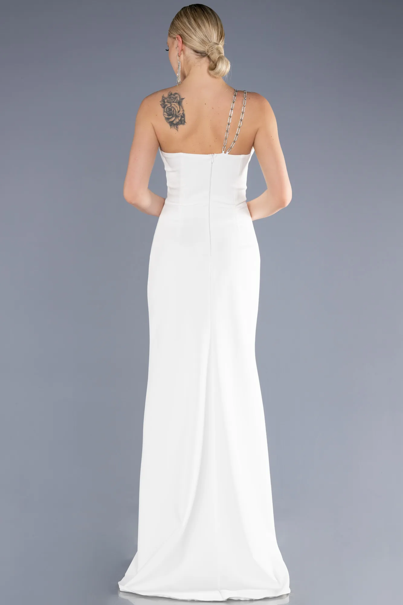 Ecru-Long Evening Dress ABU3675