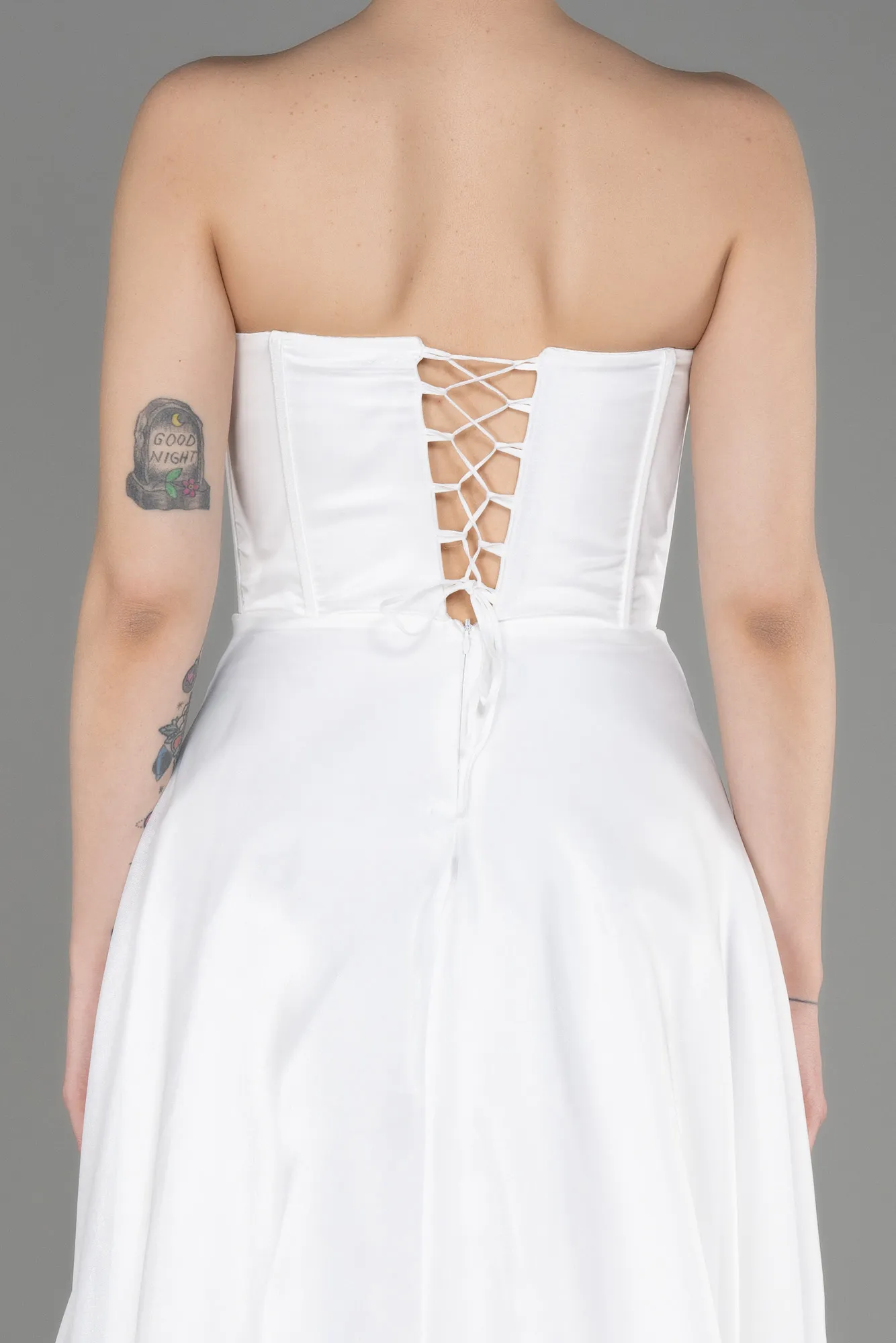 Ecru-Long Evening Dress ABU3720