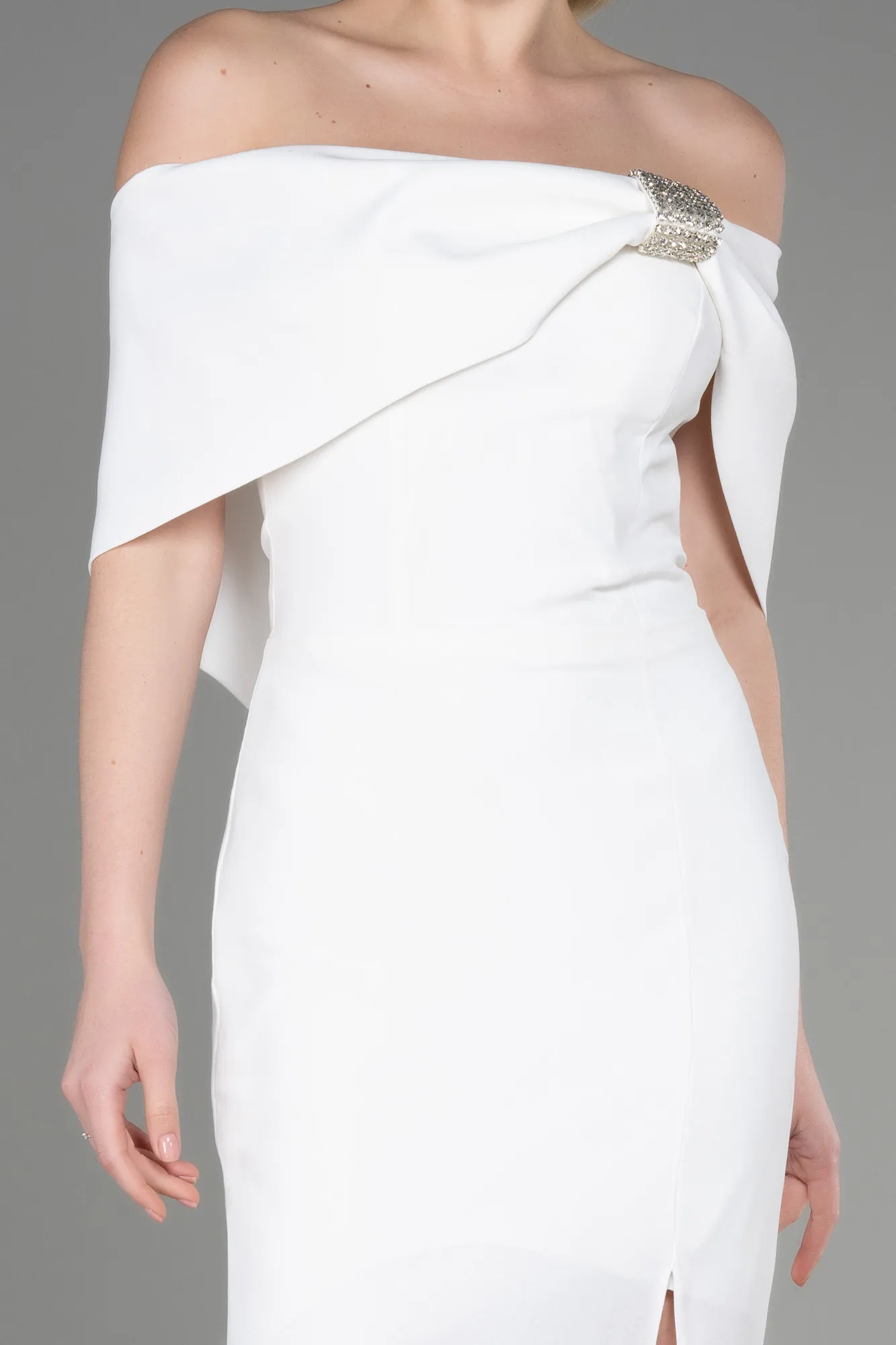 Ecru-Long Evening Dress ABU3775