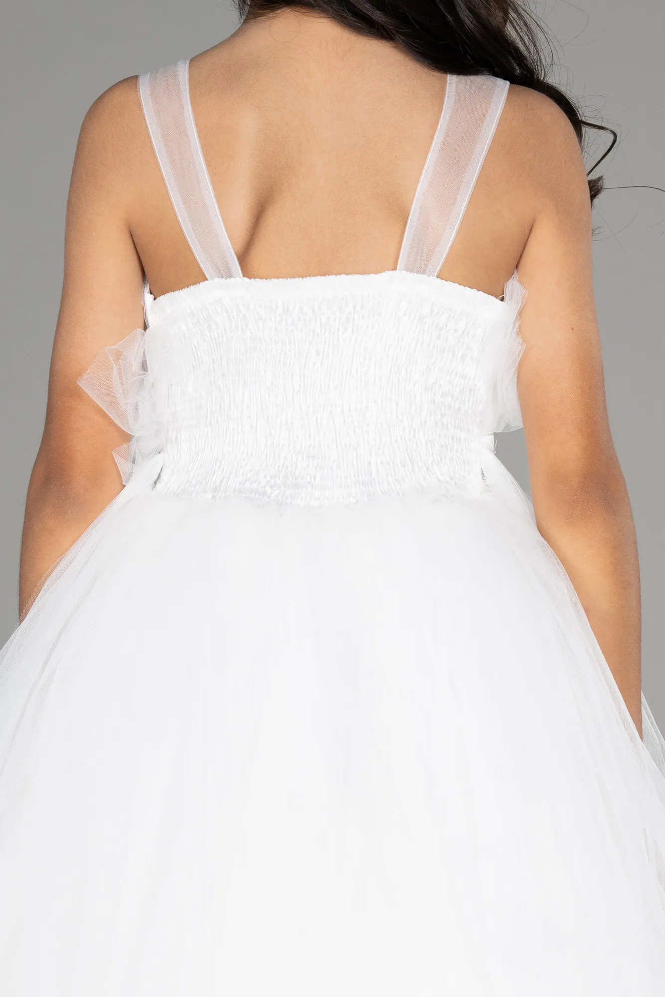 Ecru-Long Evening Dress ABU3792