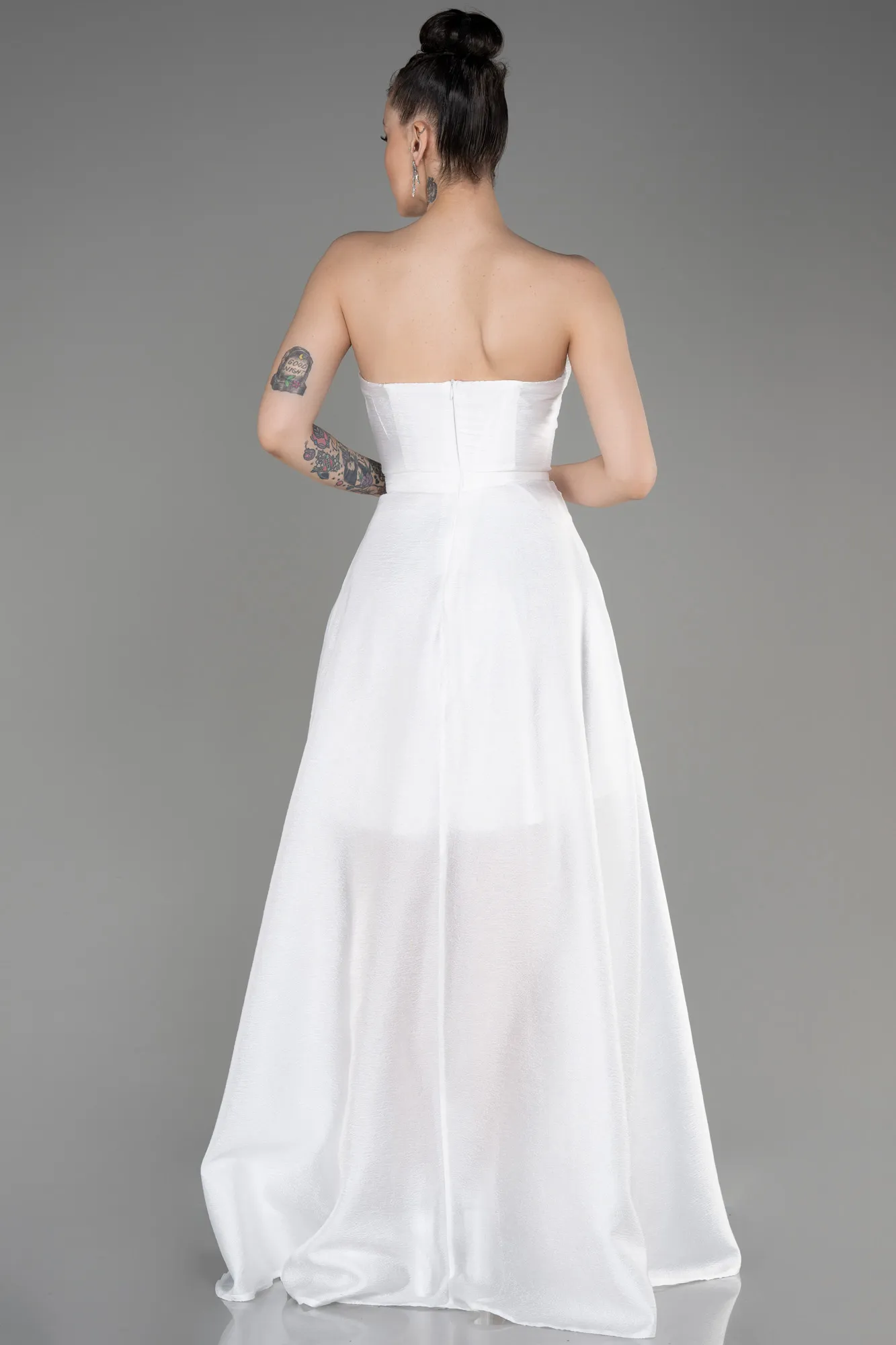 Ecru-Long Evening Dress ABU3800