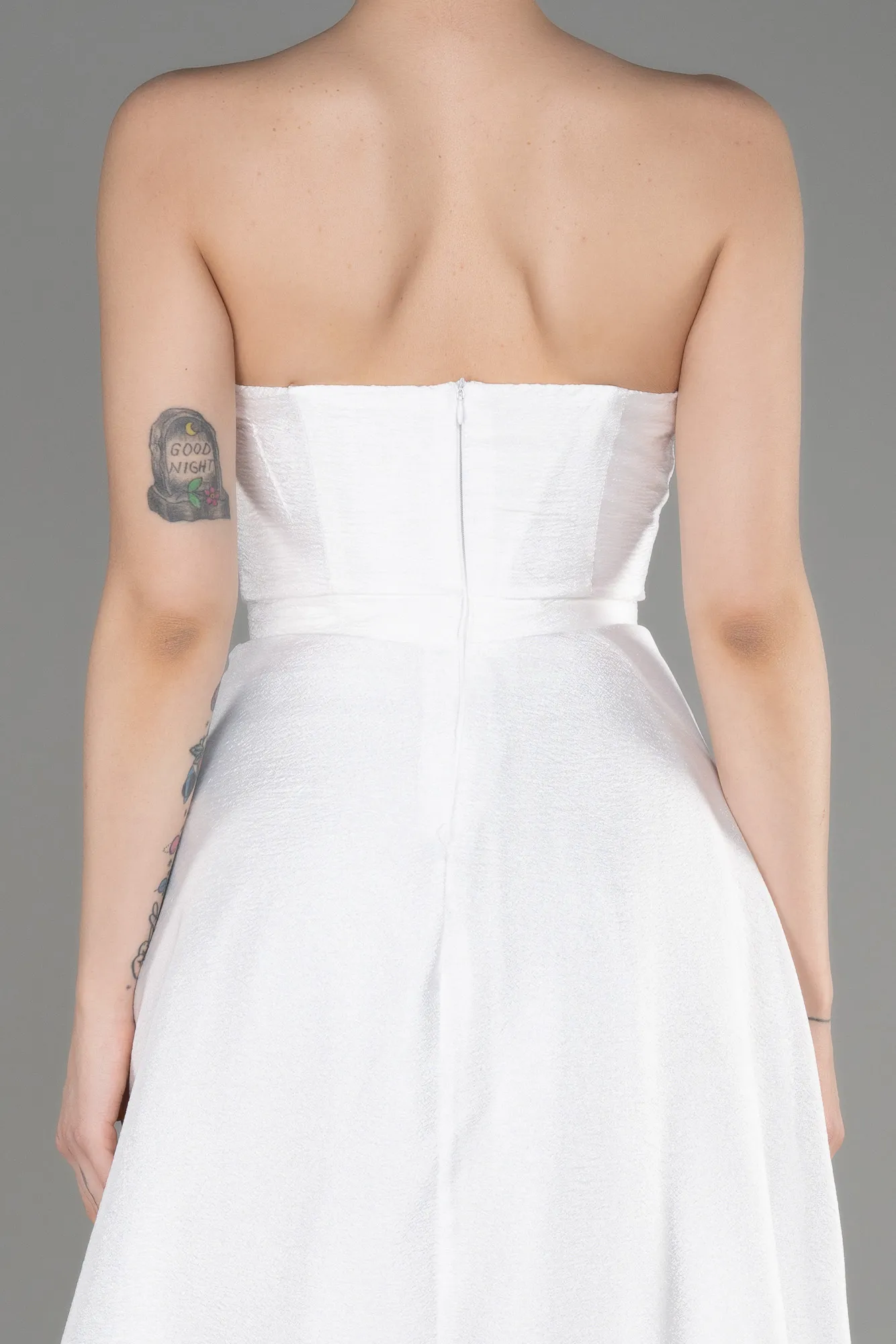 Ecru-Long Evening Dress ABU3800