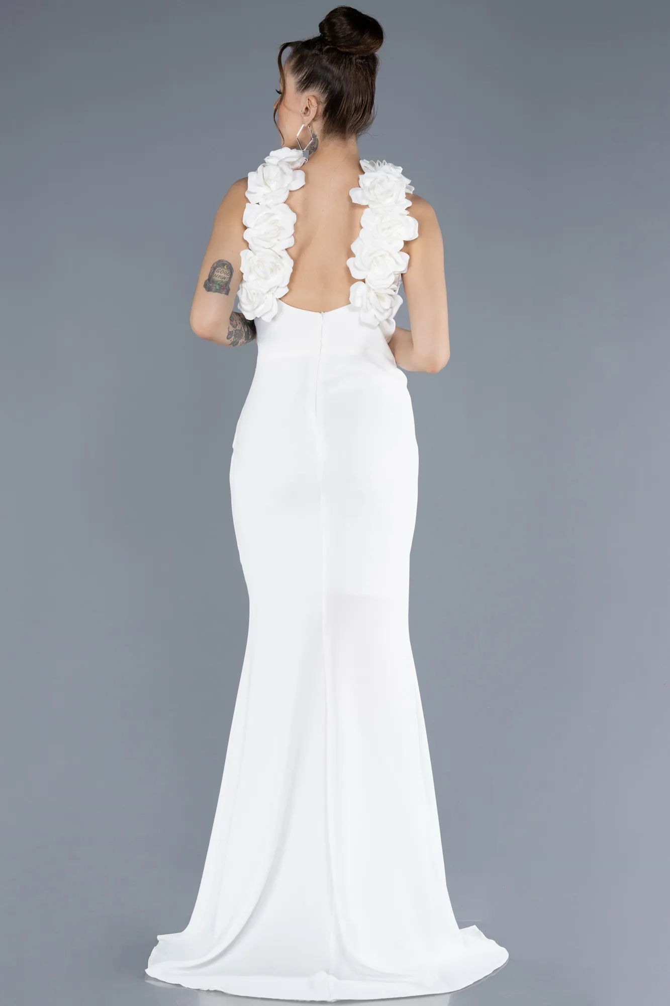 Ecru-Long Evening Dress ABU4610