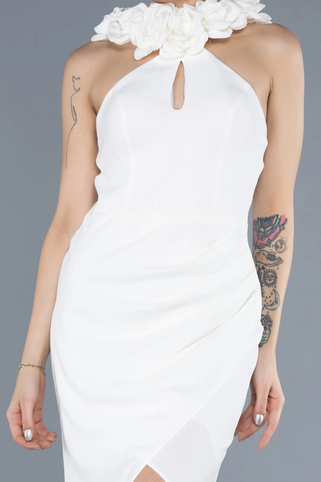 Ecru-Long Evening Dress ABU4610