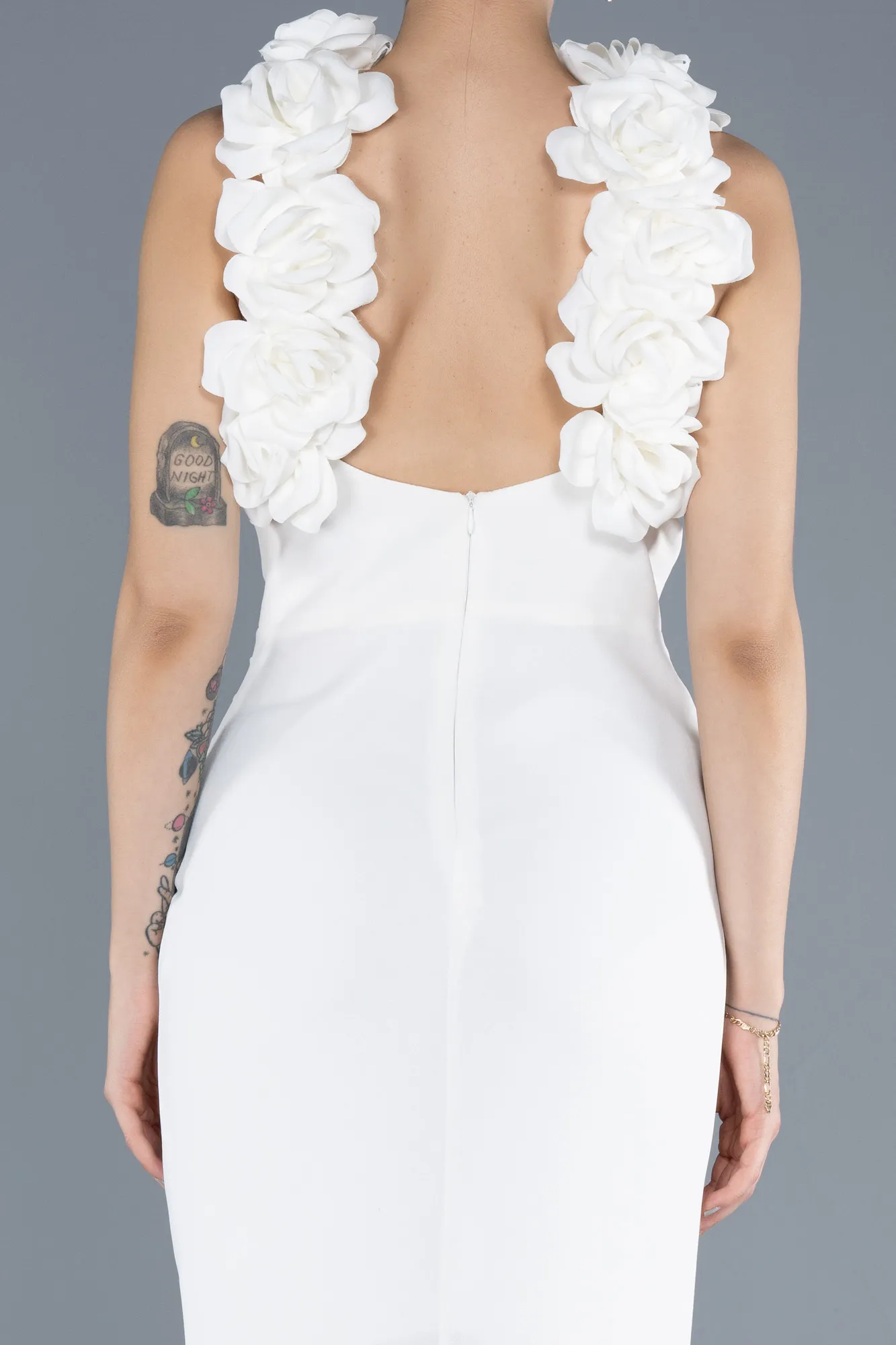 Ecru-Long Evening Dress ABU4610