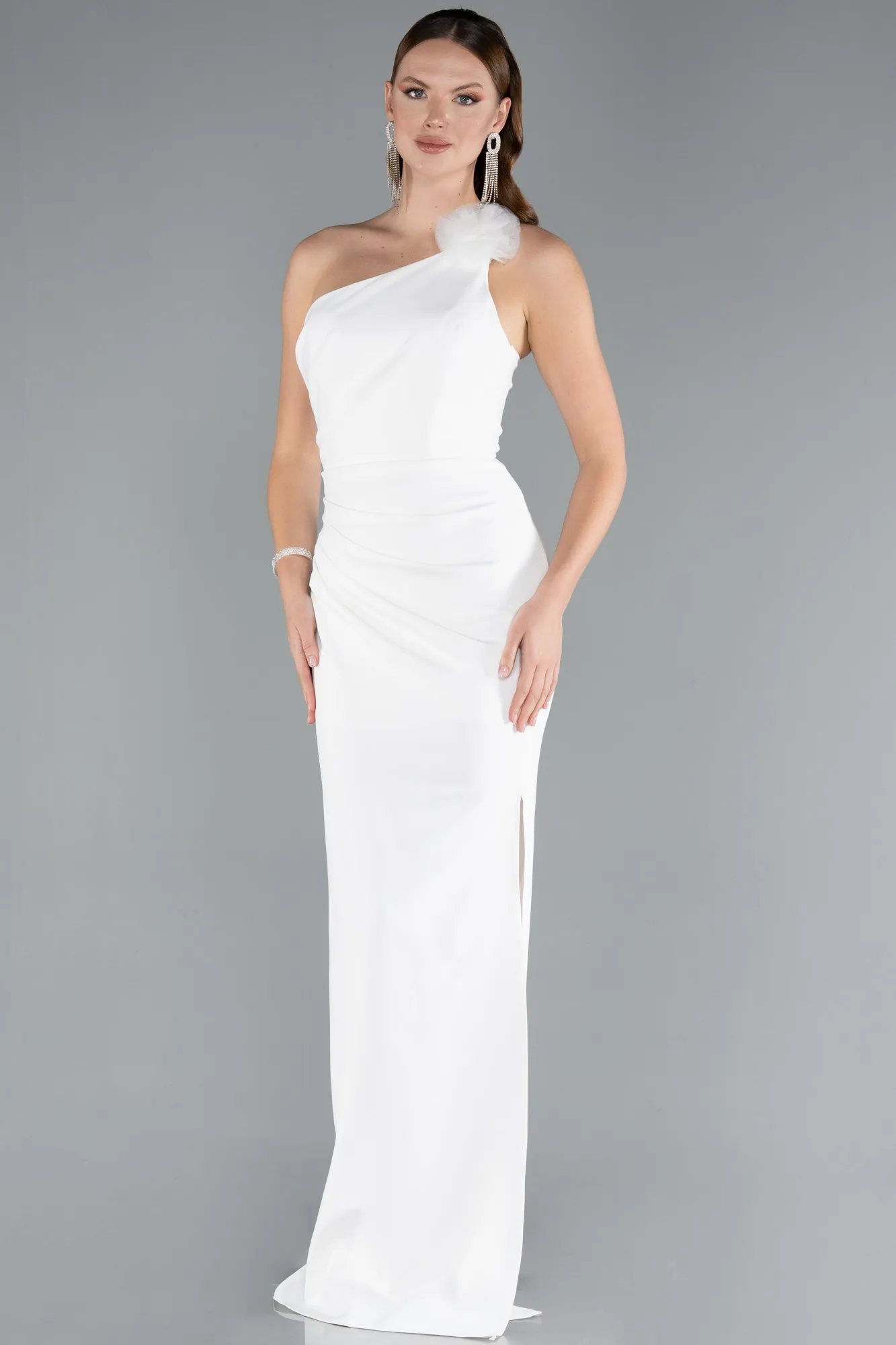Ecru-Long Evening Dress ABU4891