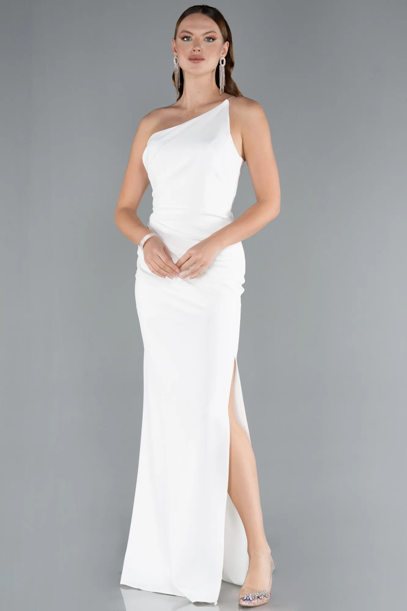 Ecru-Long Evening Dress ABU4891