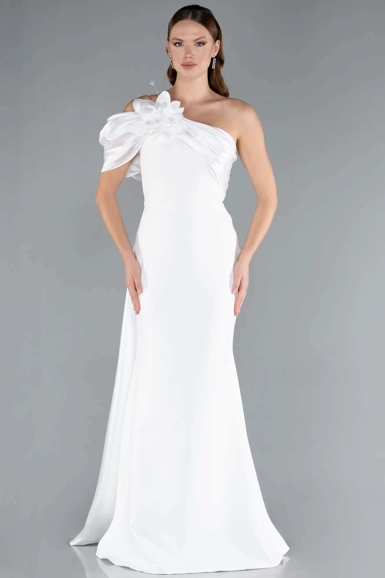 Ecru-Long Evening Dress ABU4904