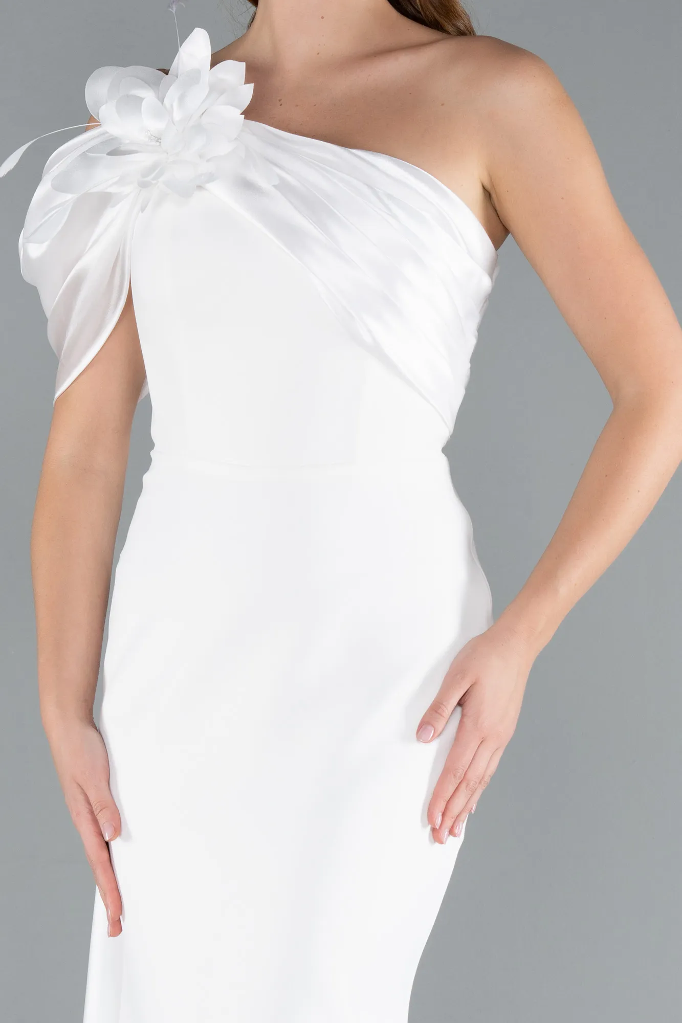 Ecru-Long Evening Dress ABU4904