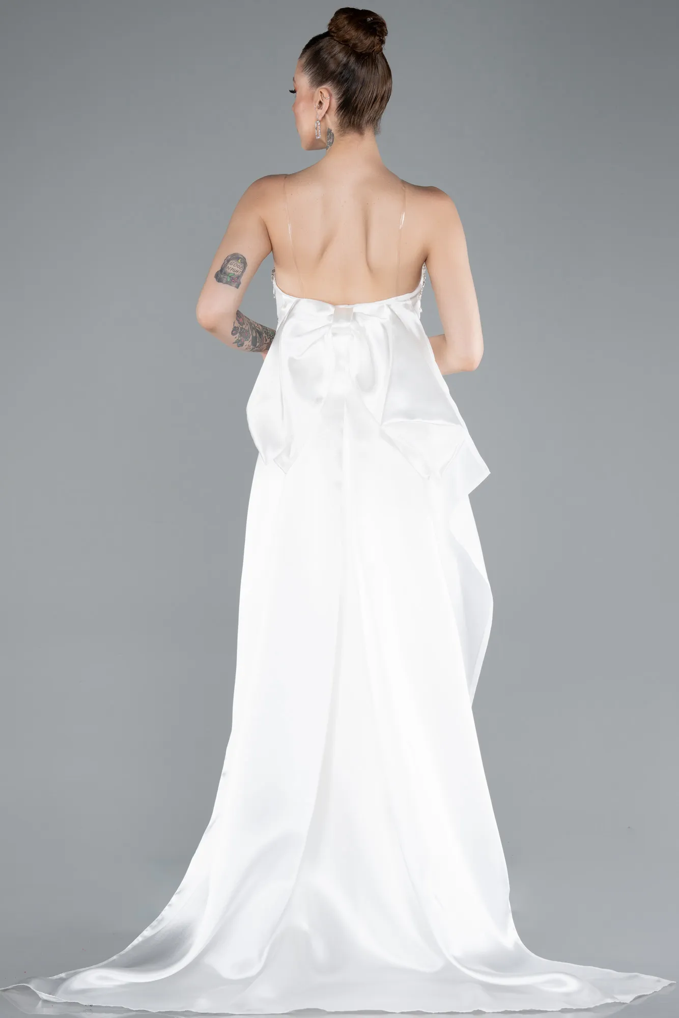 Ecru-Long Evening Dress ABU4921