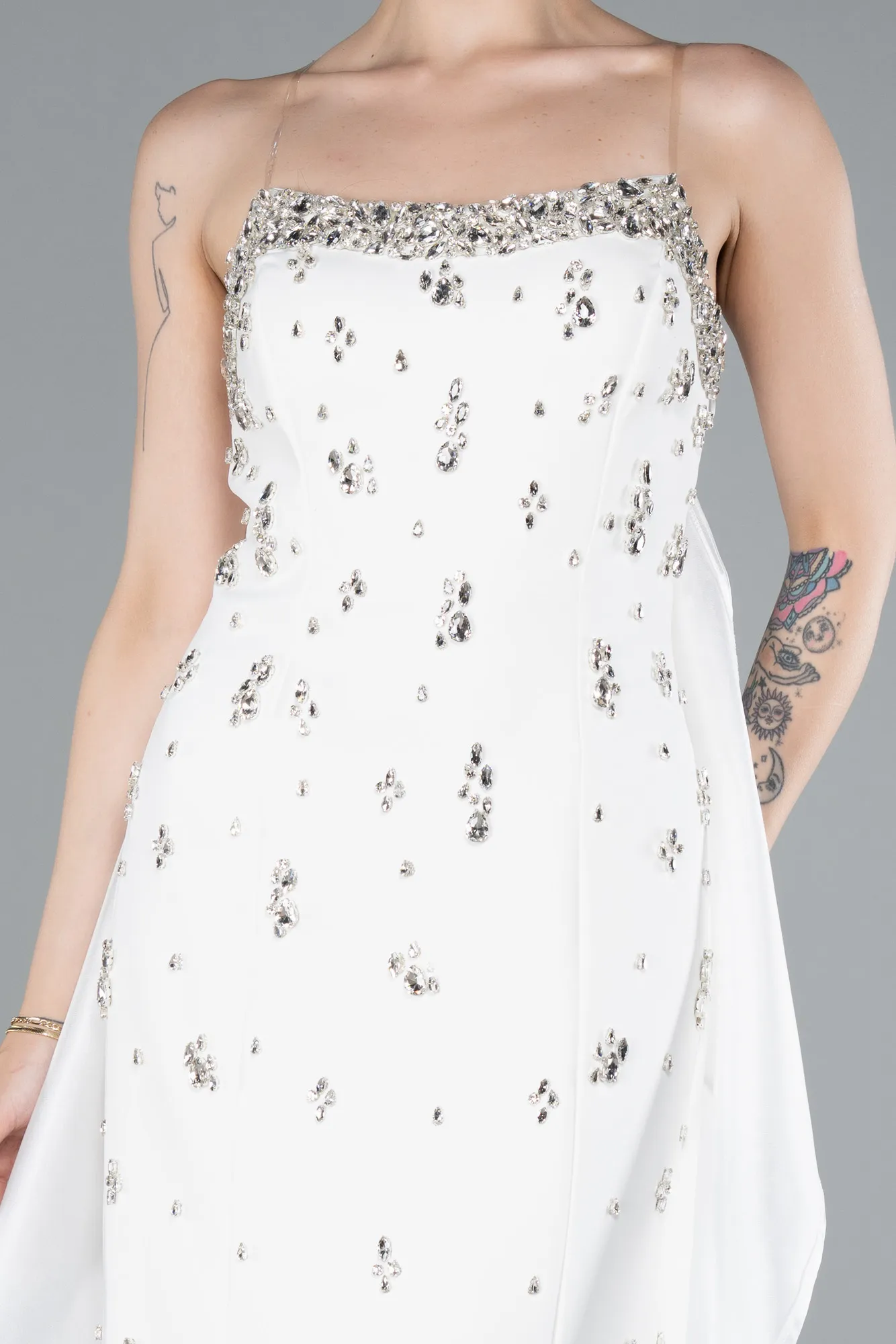 Ecru-Long Evening Dress ABU4921