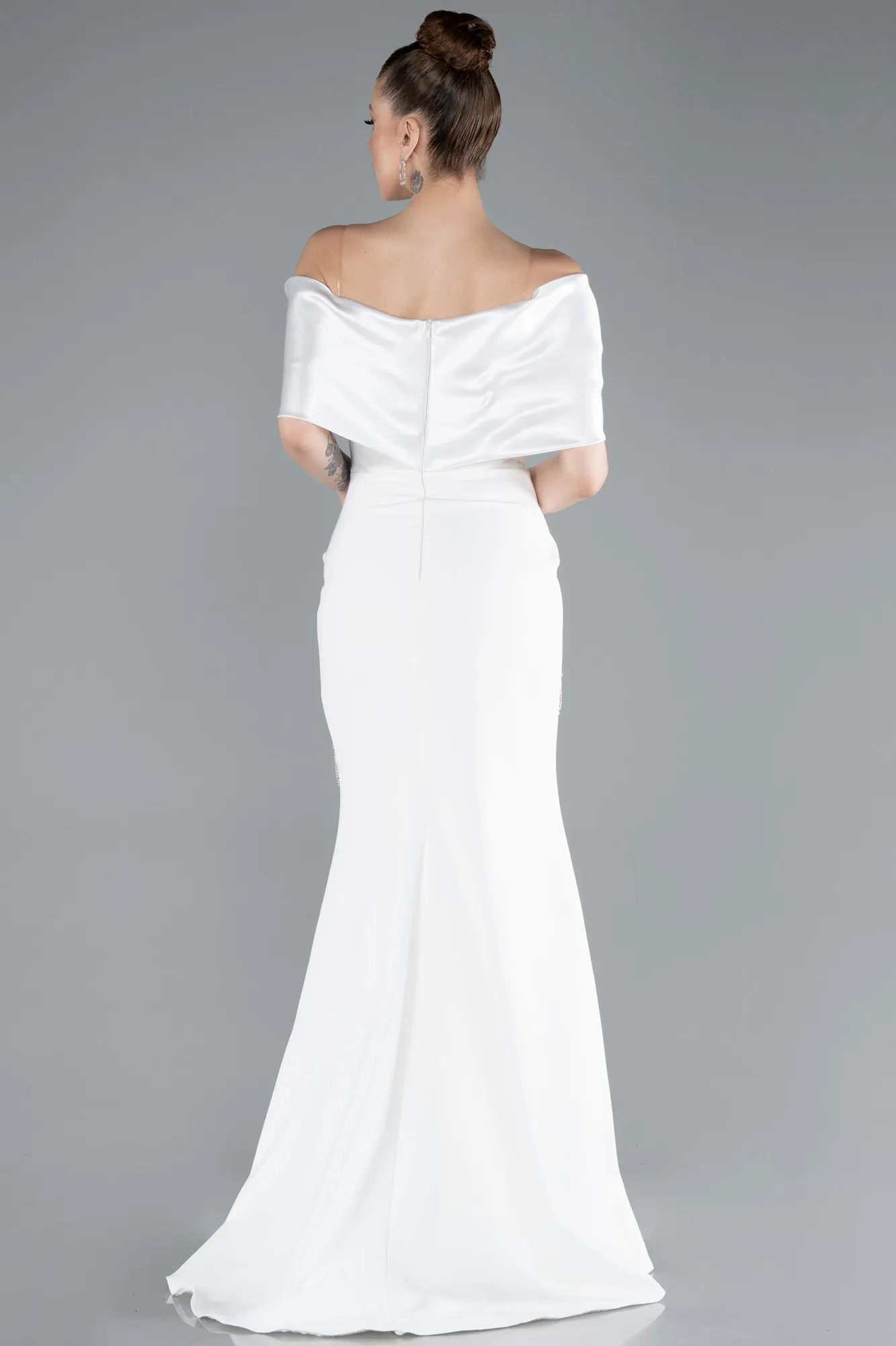 Ecru-Long Evening Dress ABU4924