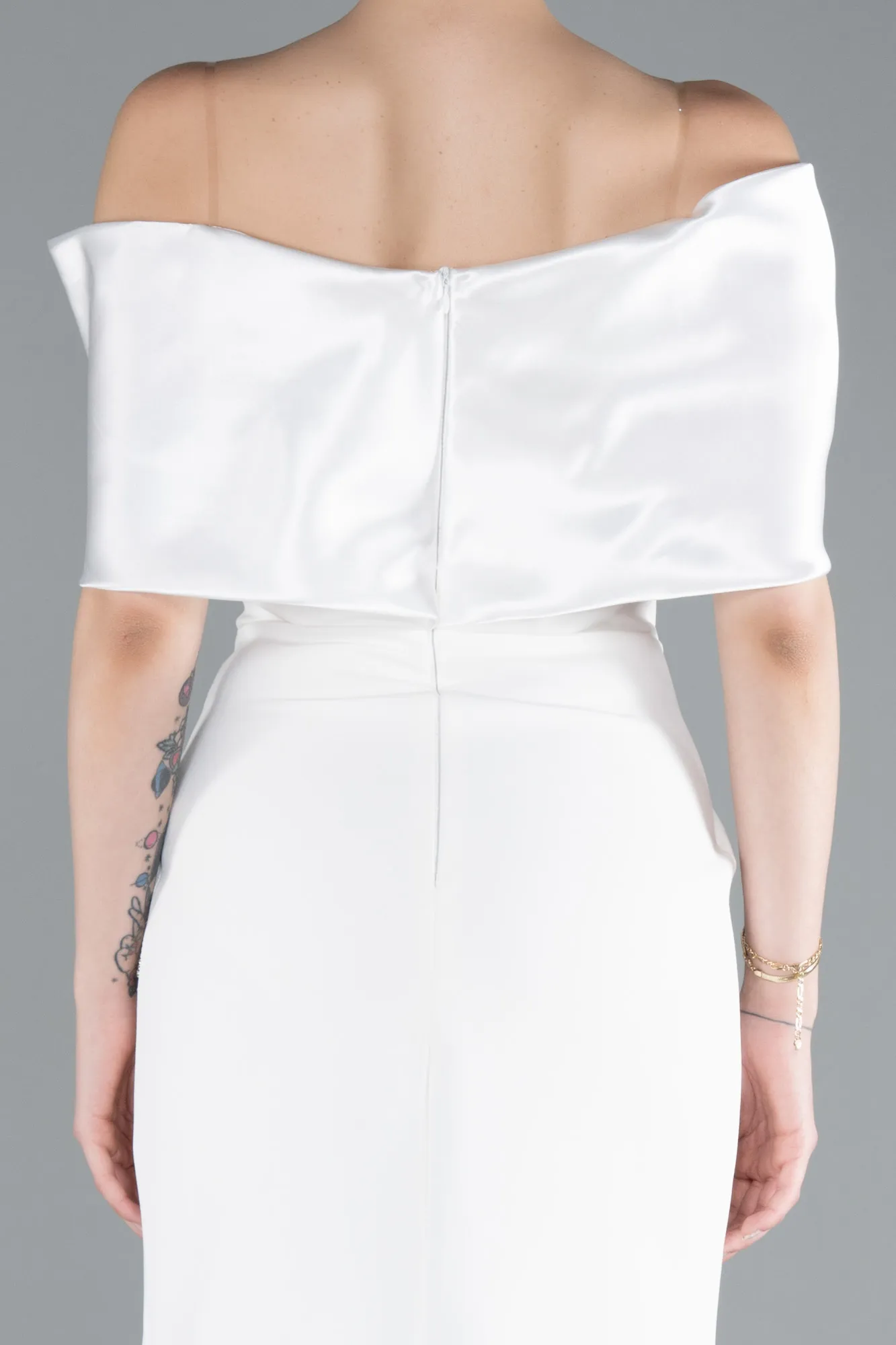 Ecru-Long Evening Dress ABU4924