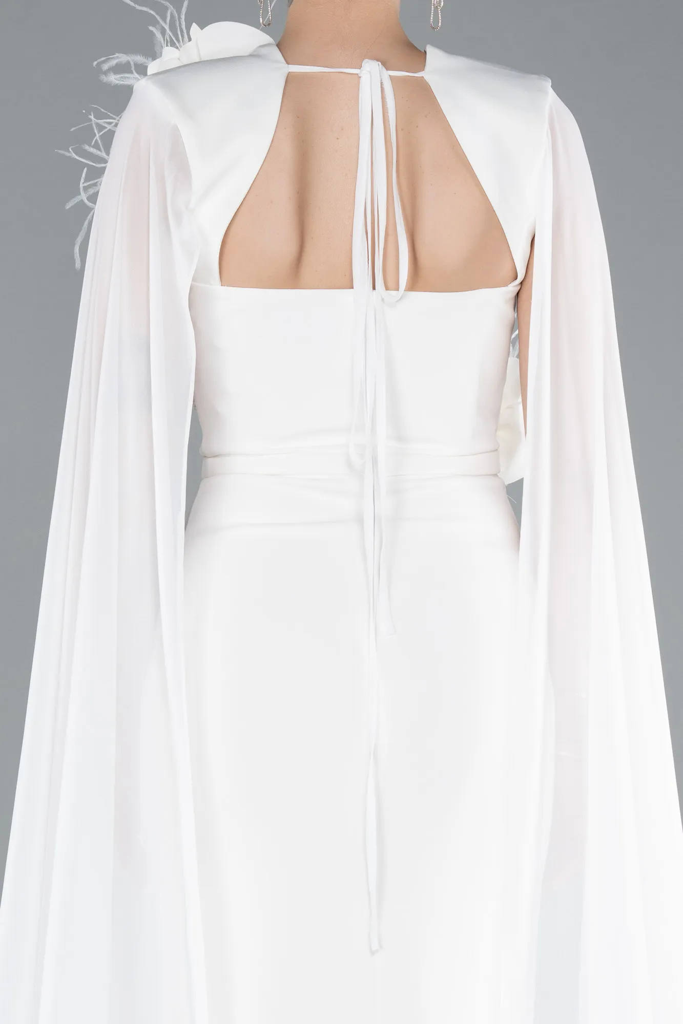 Ecru-Long Evening Dress ABU4927