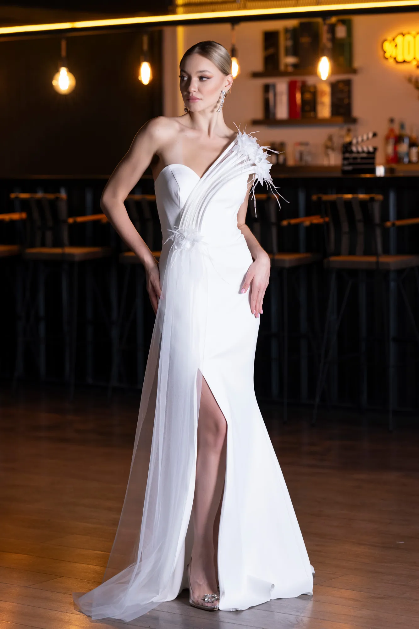 Ecru-Long Evening Dress ABU4969