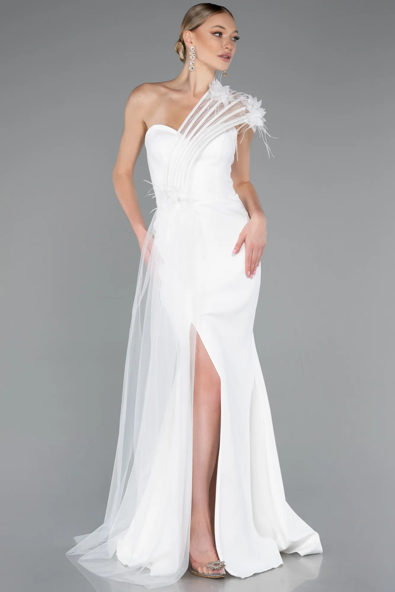 Ecru-Long Evening Dress ABU4969
