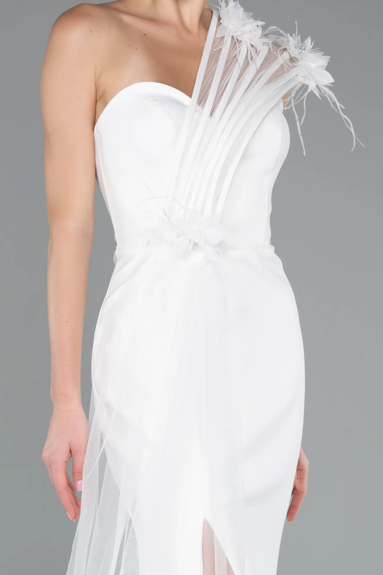 Ecru-Long Evening Dress ABU4969