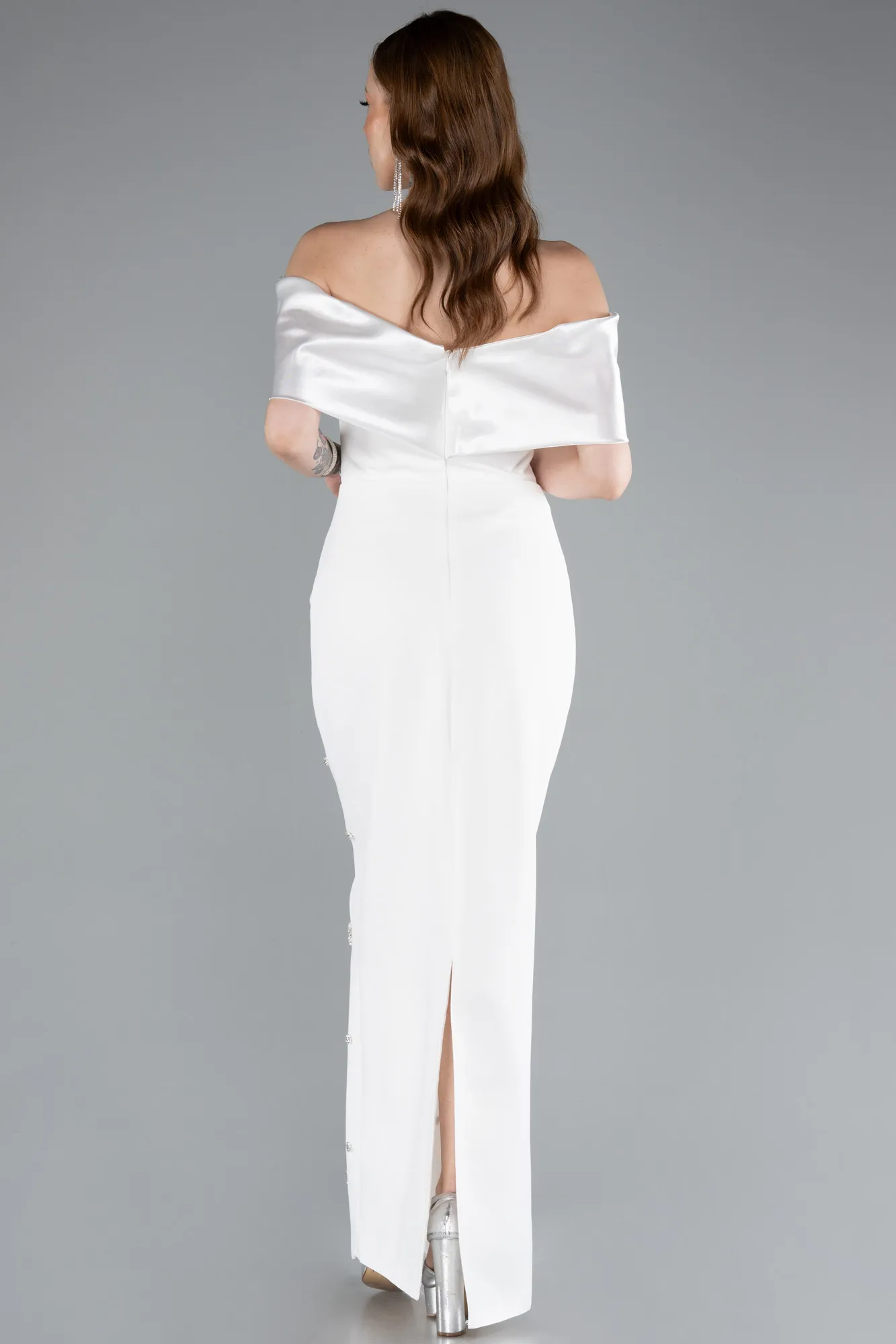 Ecru-Long Evening Dress ABU4973