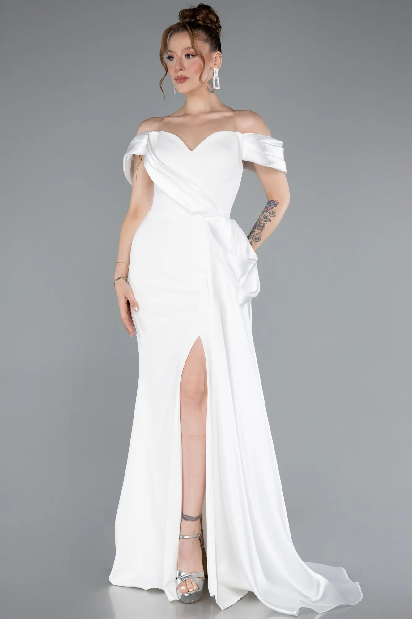 Ecru-Long Evening Dress ABU4981