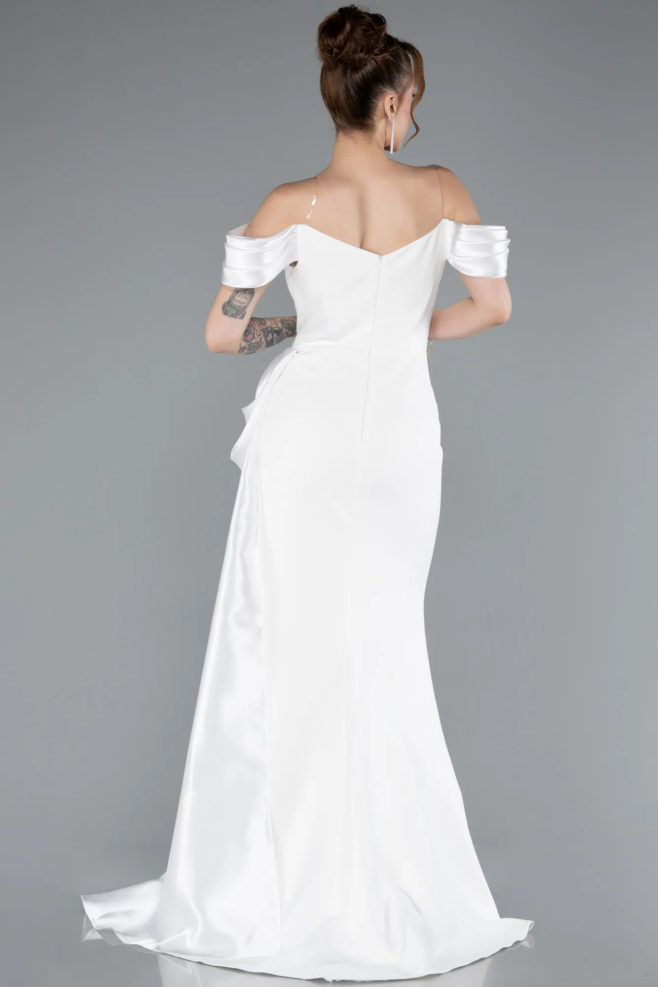 Ecru-Long Evening Dress ABU4981