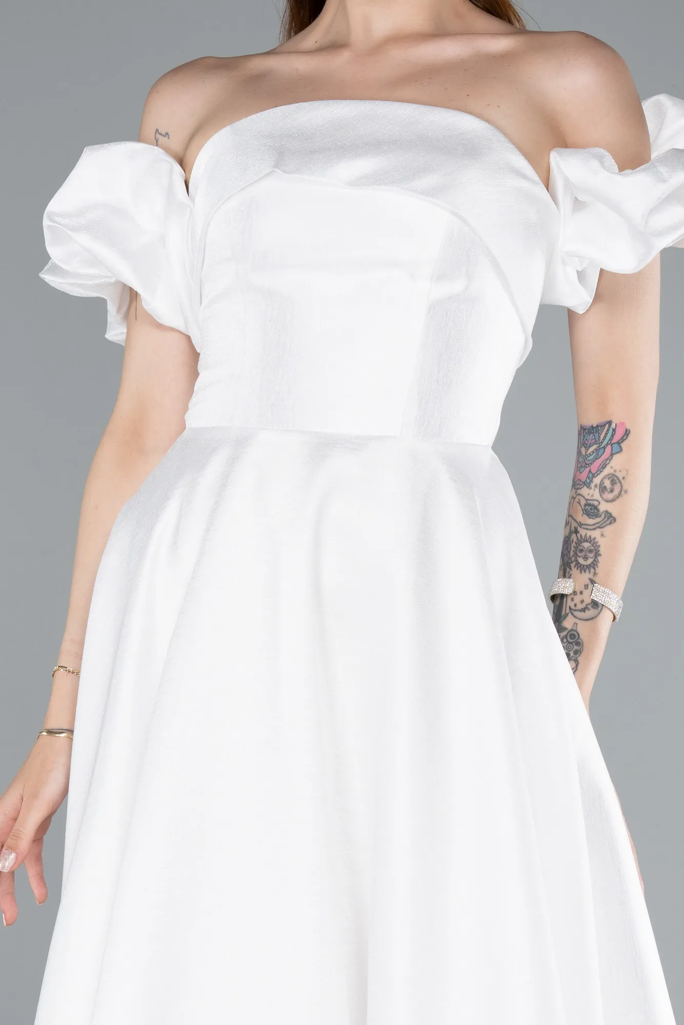 Ecru-Long Evening Dress ABU4983